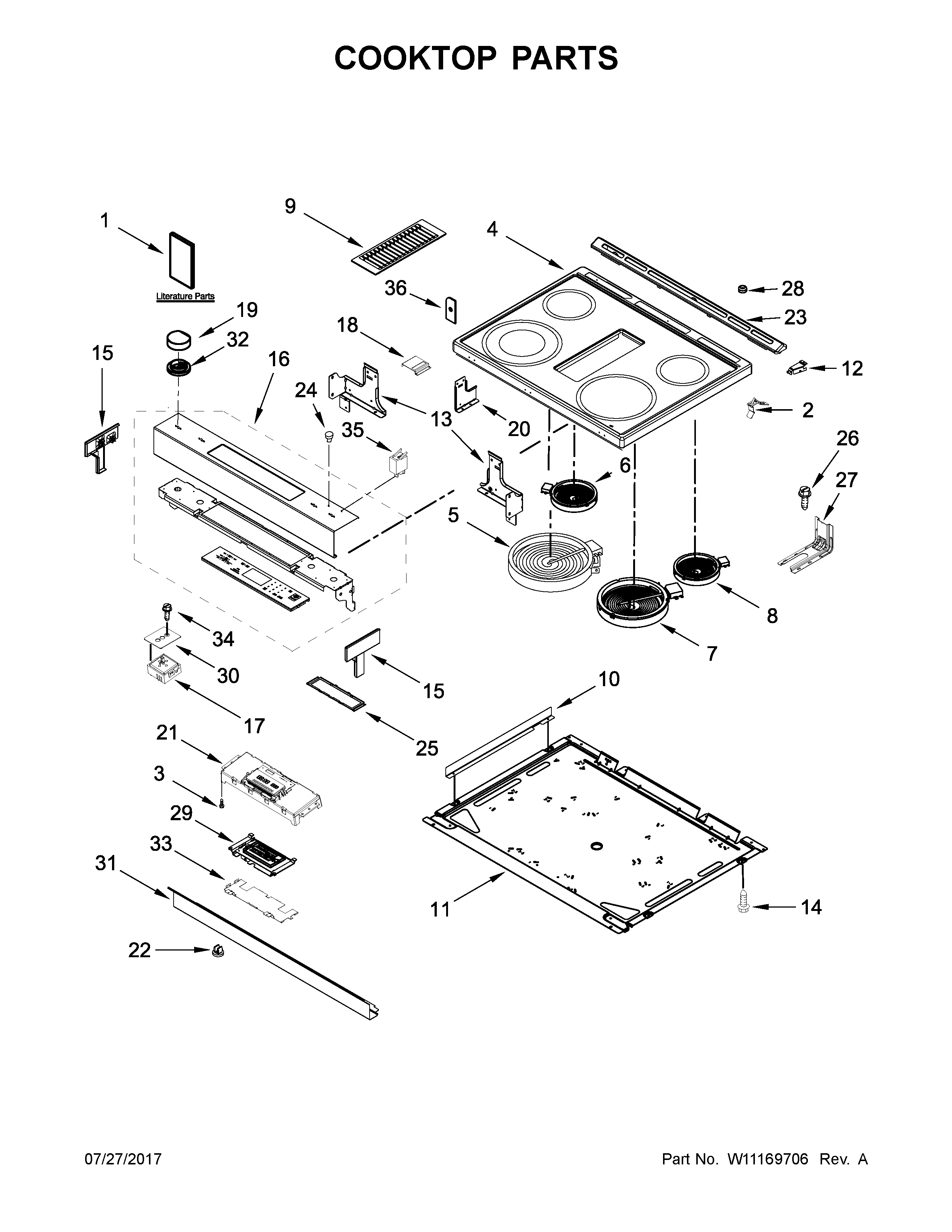Jenn-Air JES1750FB0 cooktop parts diagram