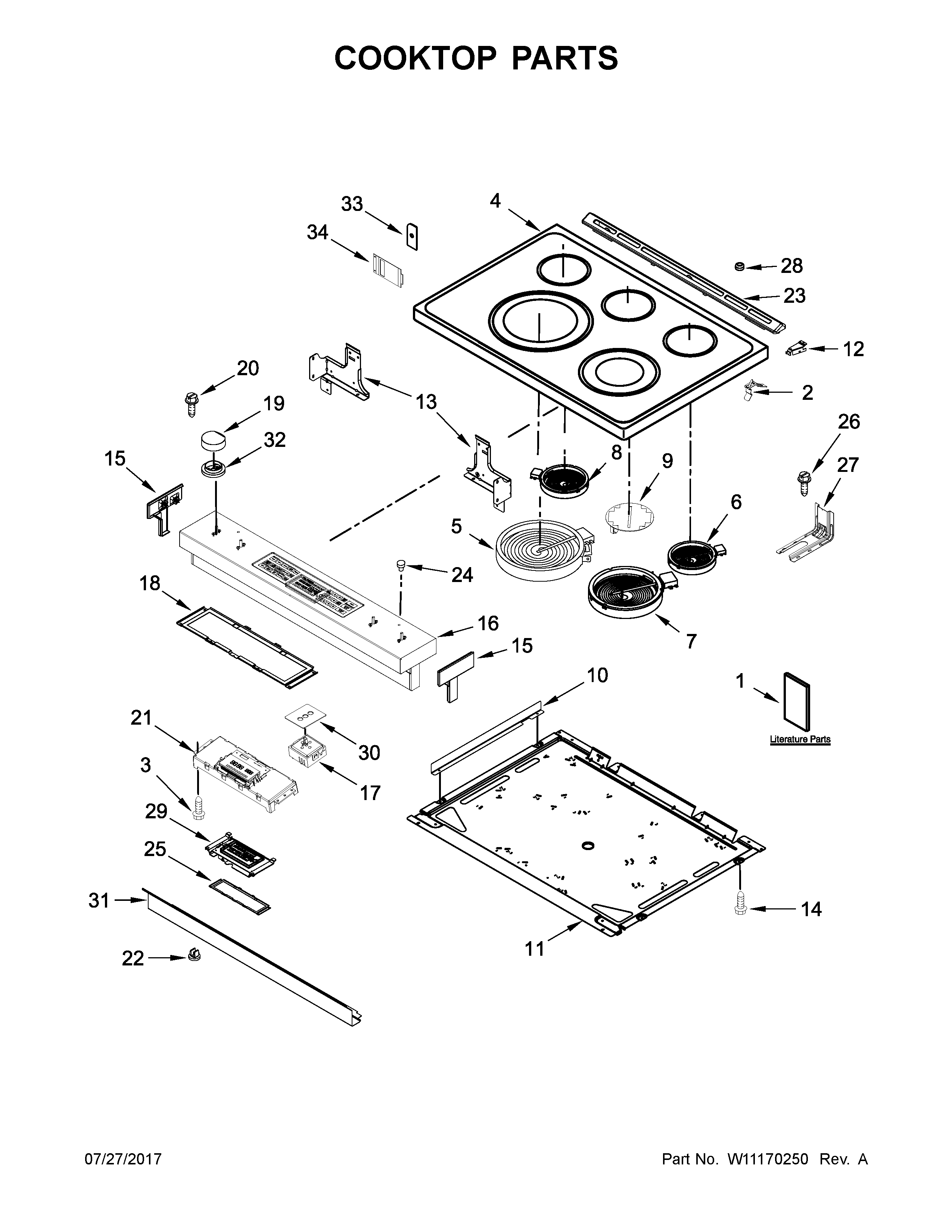 Jenn-Air JES1450CFB1 cooktop parts diagram