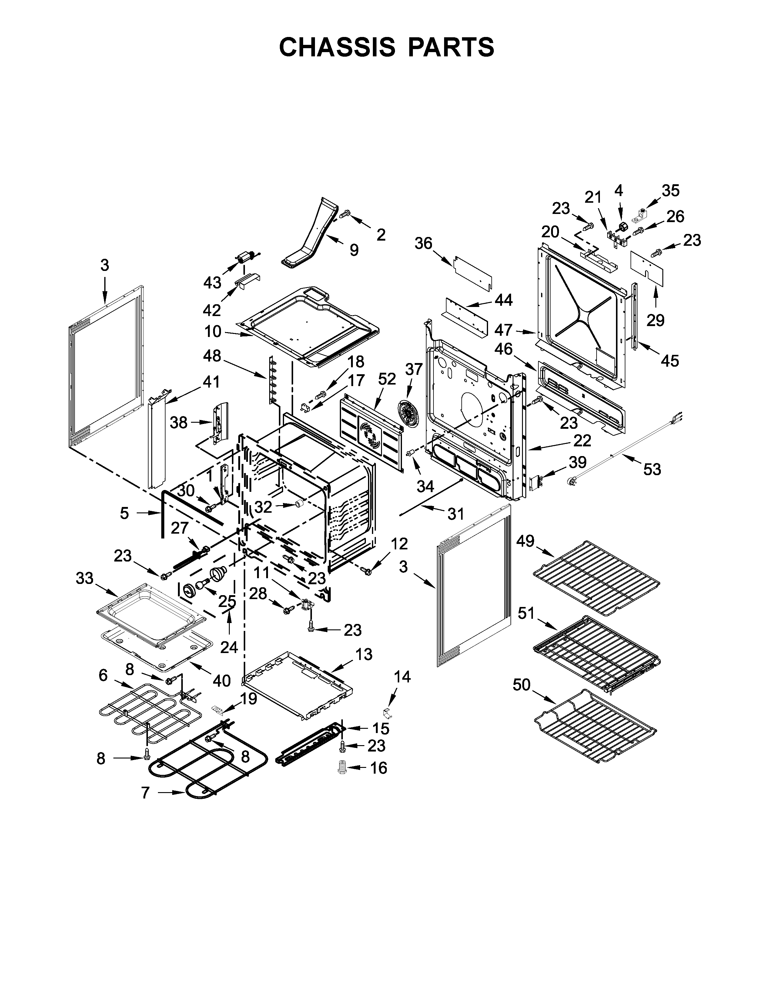 Jenn-Air JES1450CFB1 chassis parts diagram
