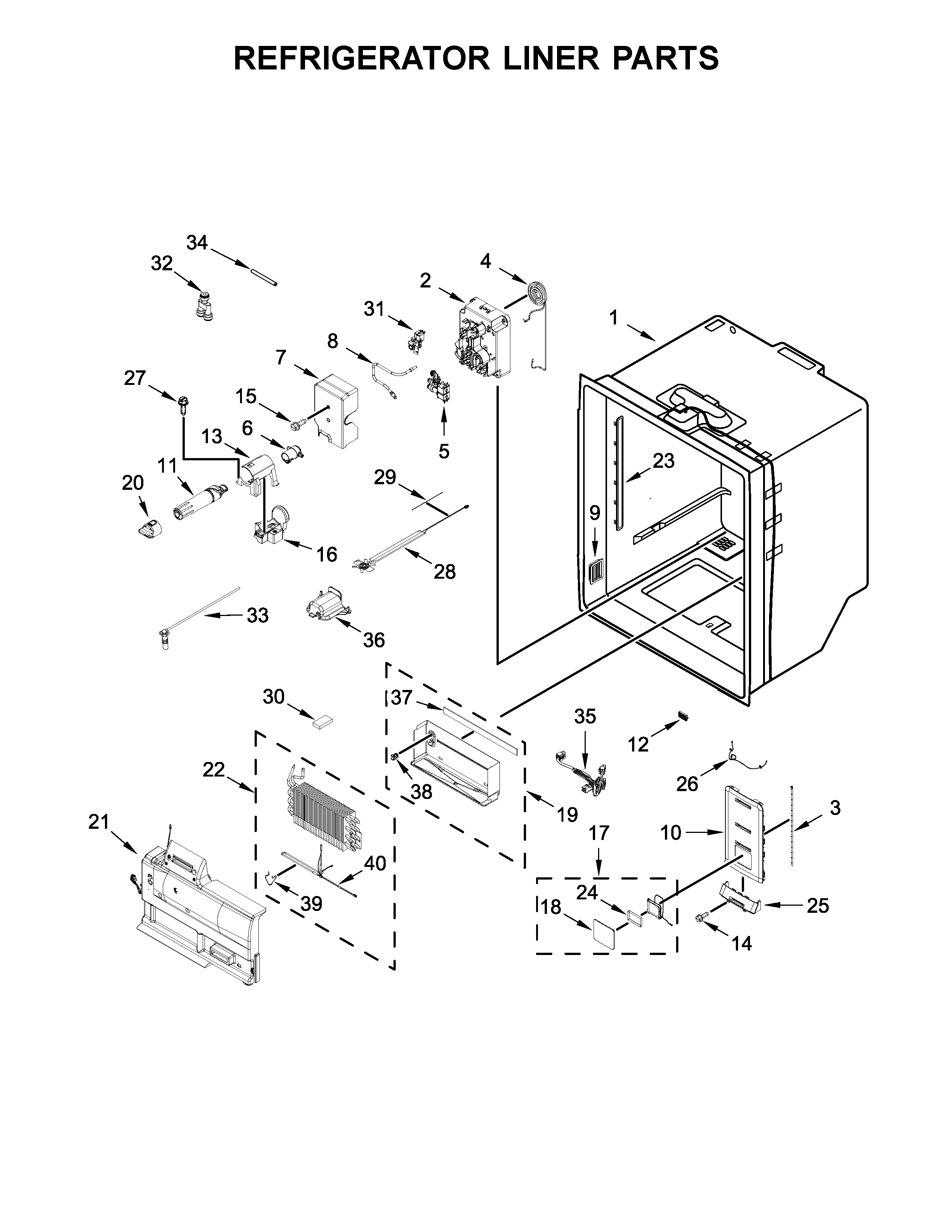 KitchenAid KRFC804GPS00 refrigerator liner parts diagram