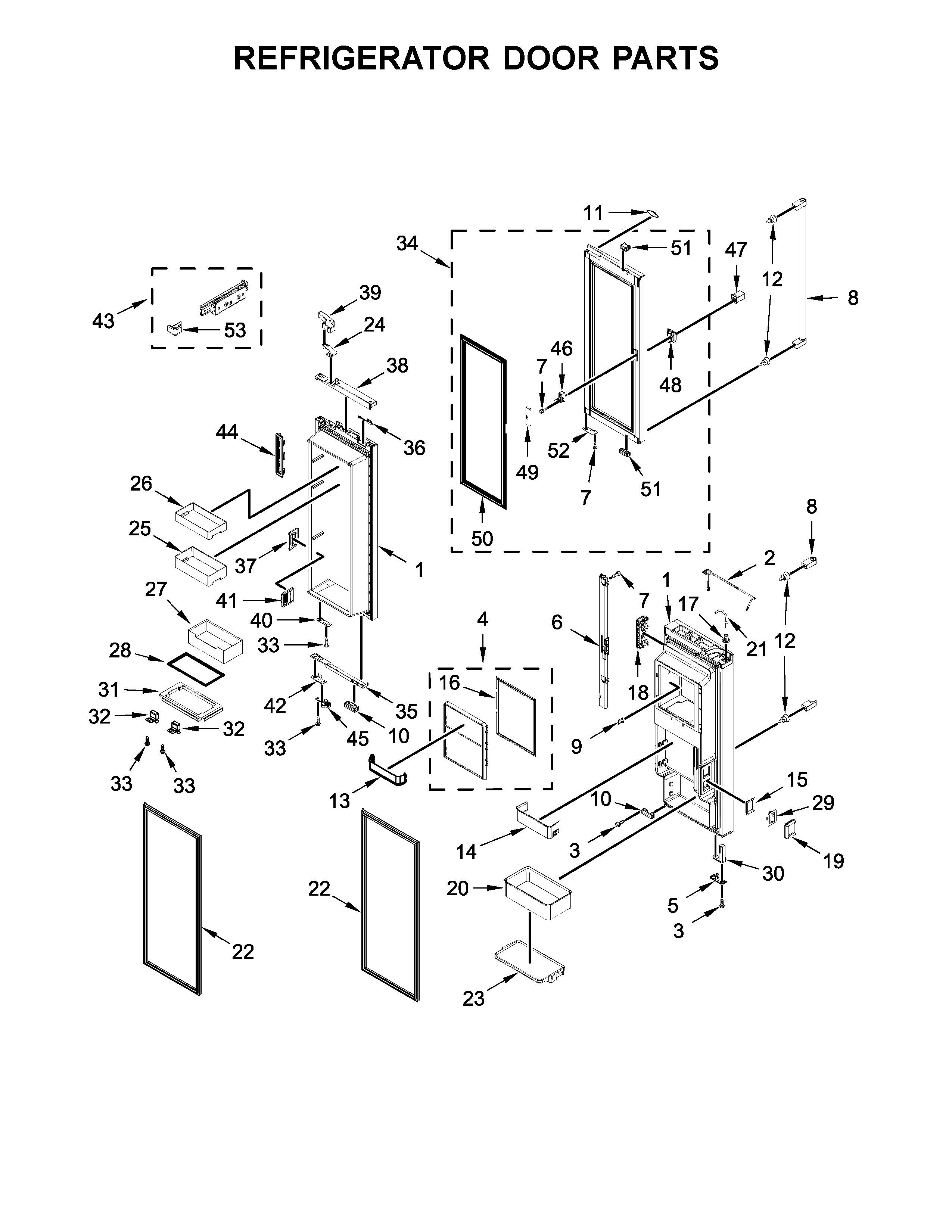 KitchenAid KRFC804GPS00 refrigerator door parts diagram