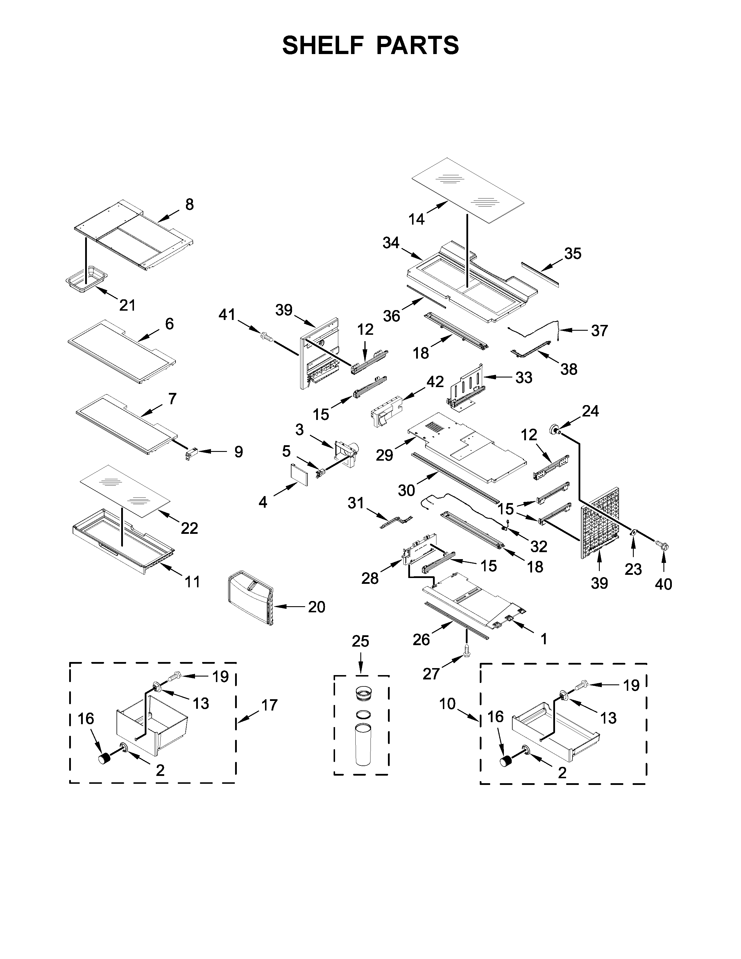 KitchenAid KRFC804GPS00 shelf parts diagram