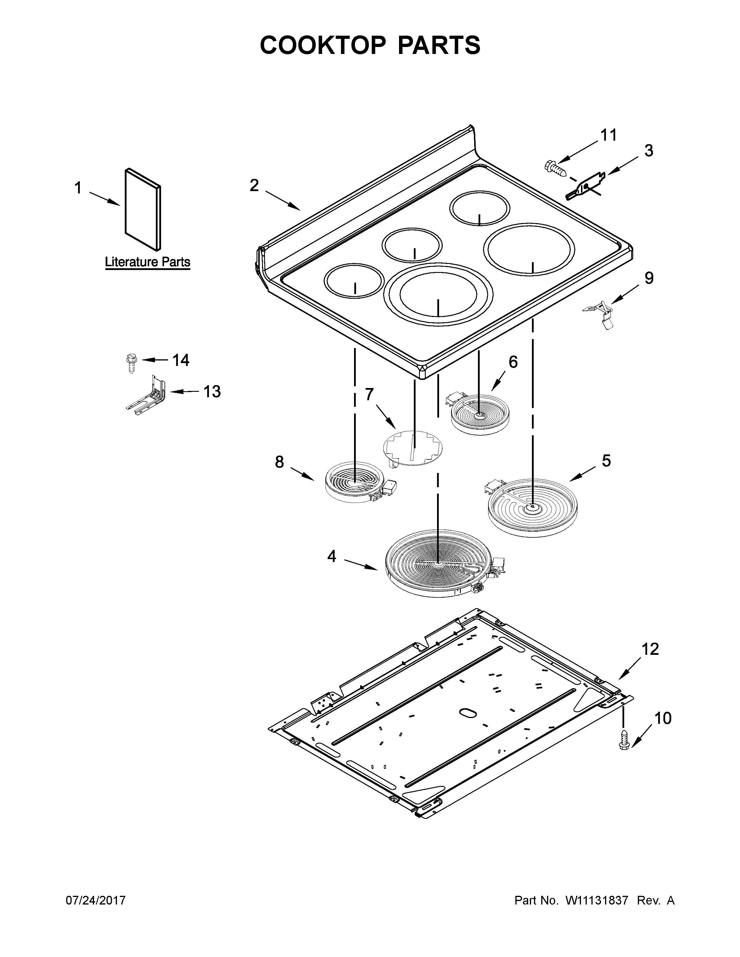 KitchenAid KFEG500ESS2 cooktop parts diagram
