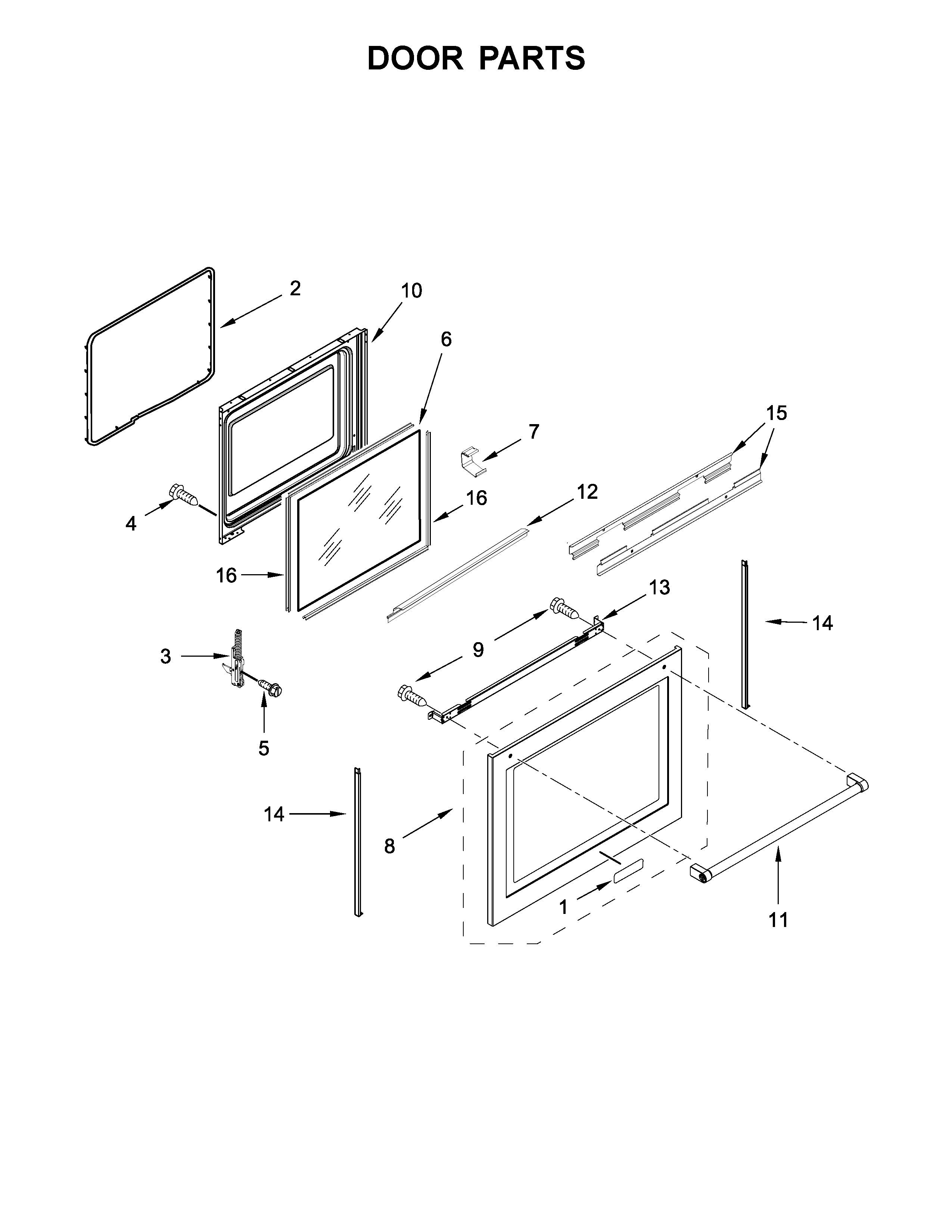 KitchenAid KFEG500ESS2 door parts diagram