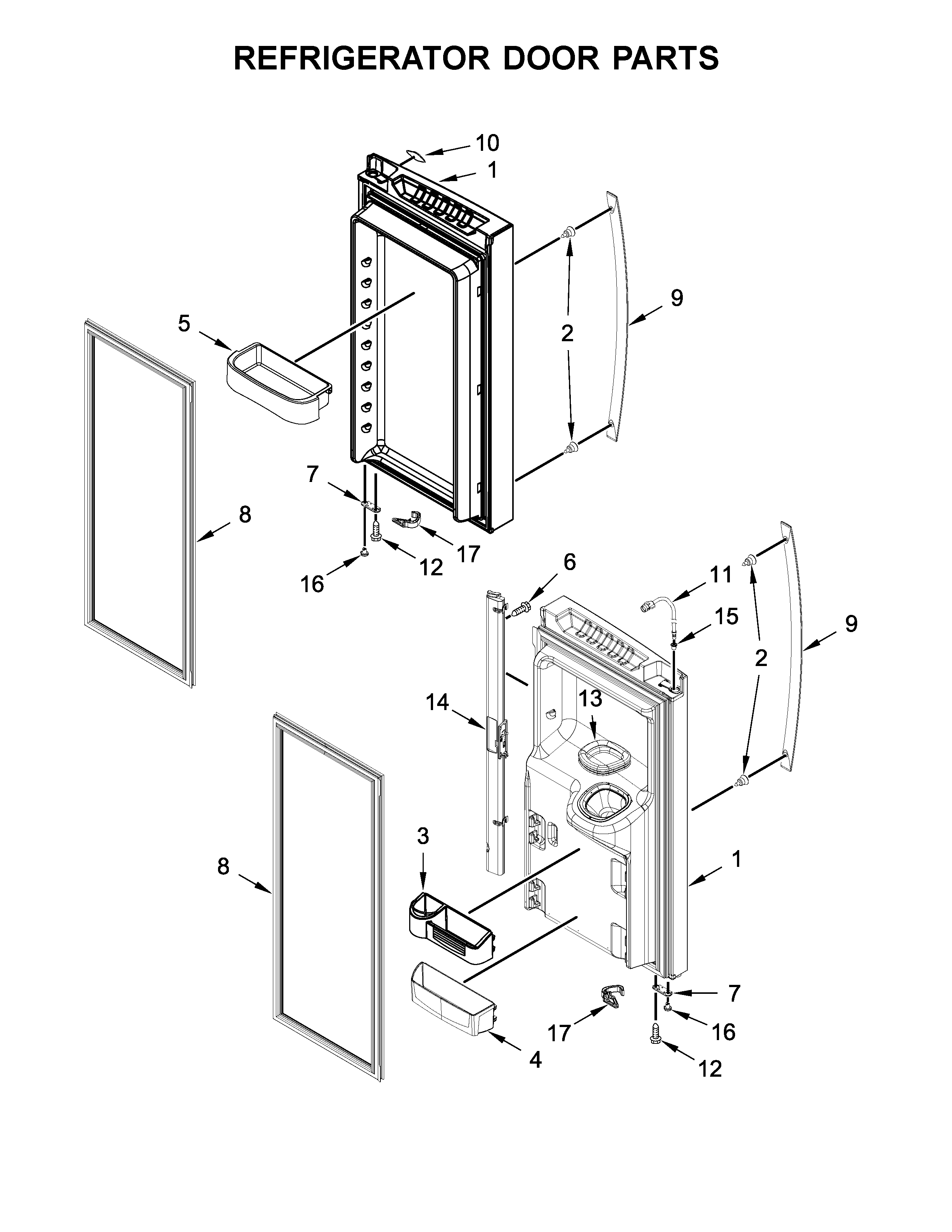 Whirlpool WRF555SDHV01 refrigerator door parts diagram