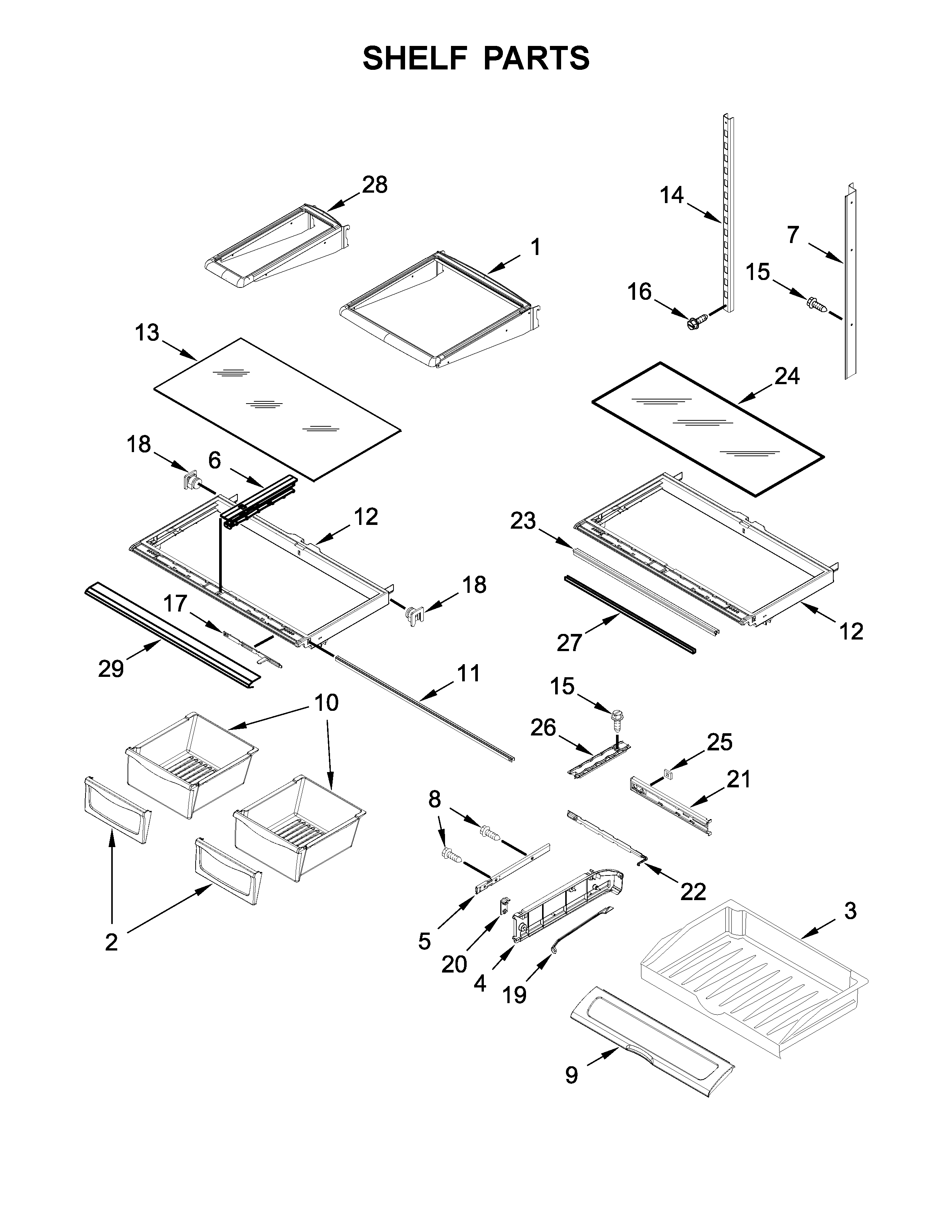 Whirlpool WRF555SDHV01 shelf parts diagram