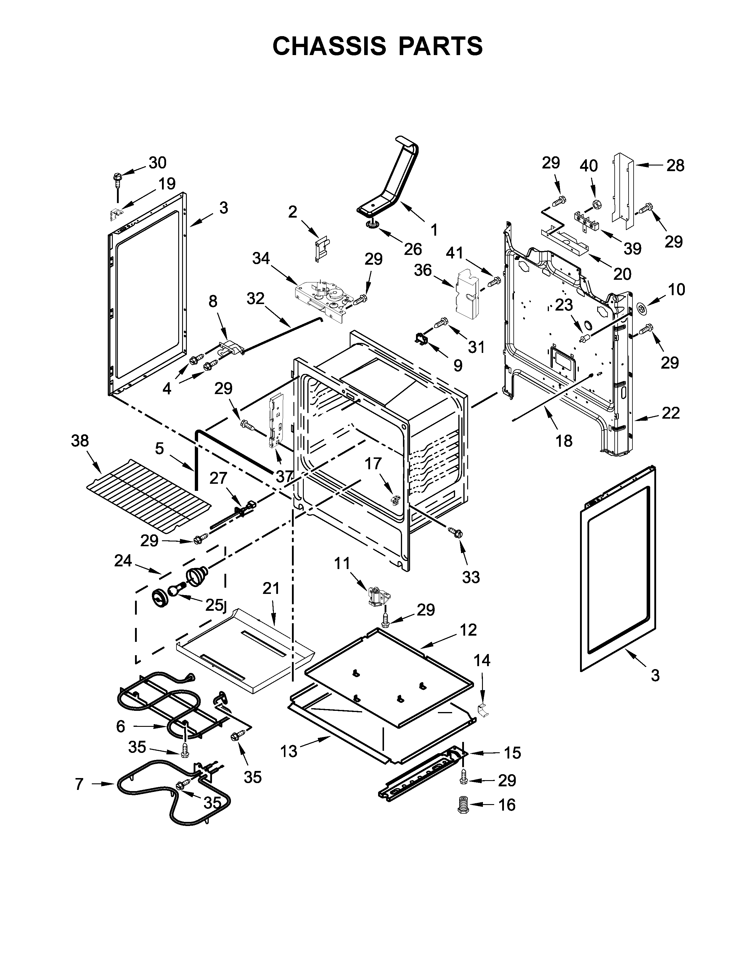 Whirlpool 4KWFE7685ES1 chassis parts diagram