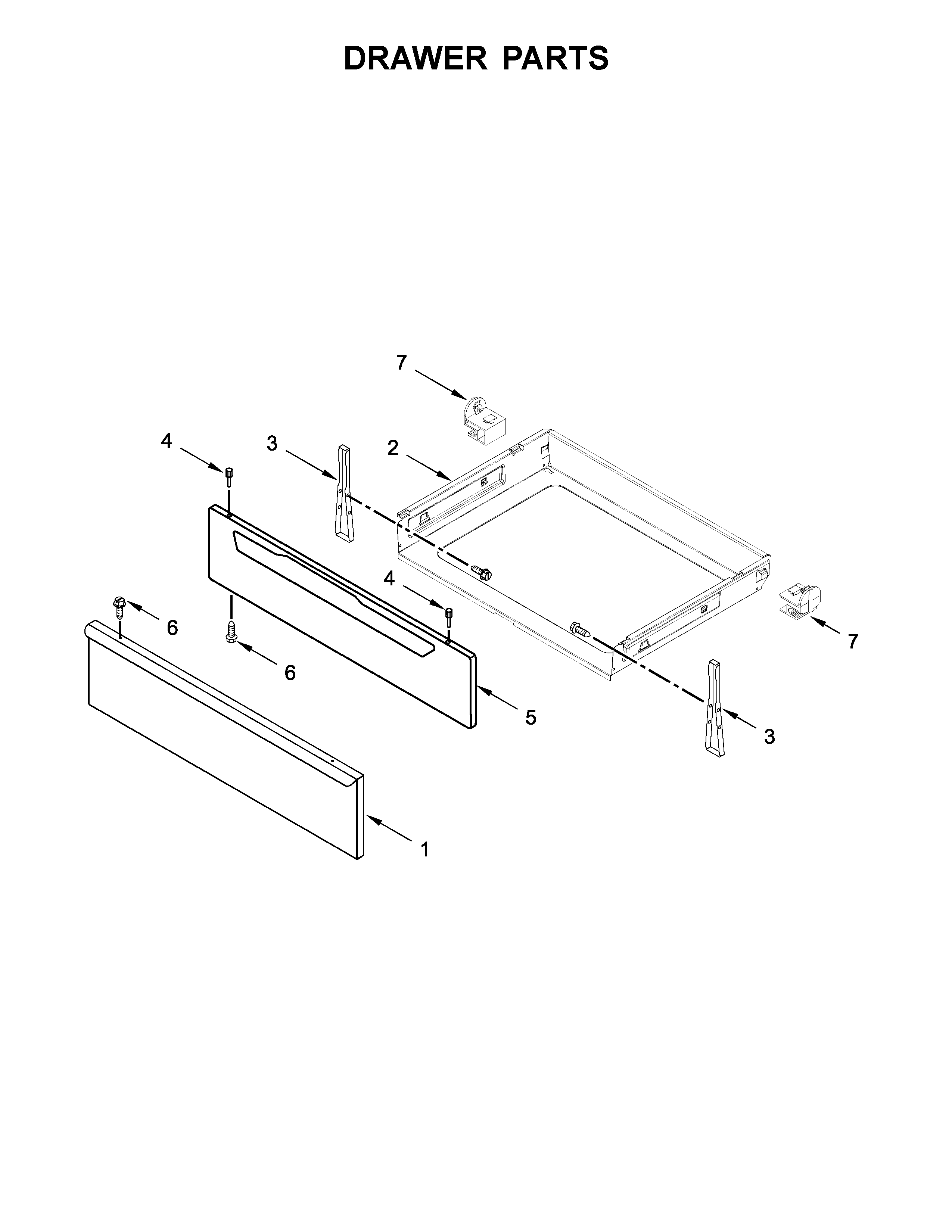 Whirlpool 4KWFE7685ES1 drawer parts diagram