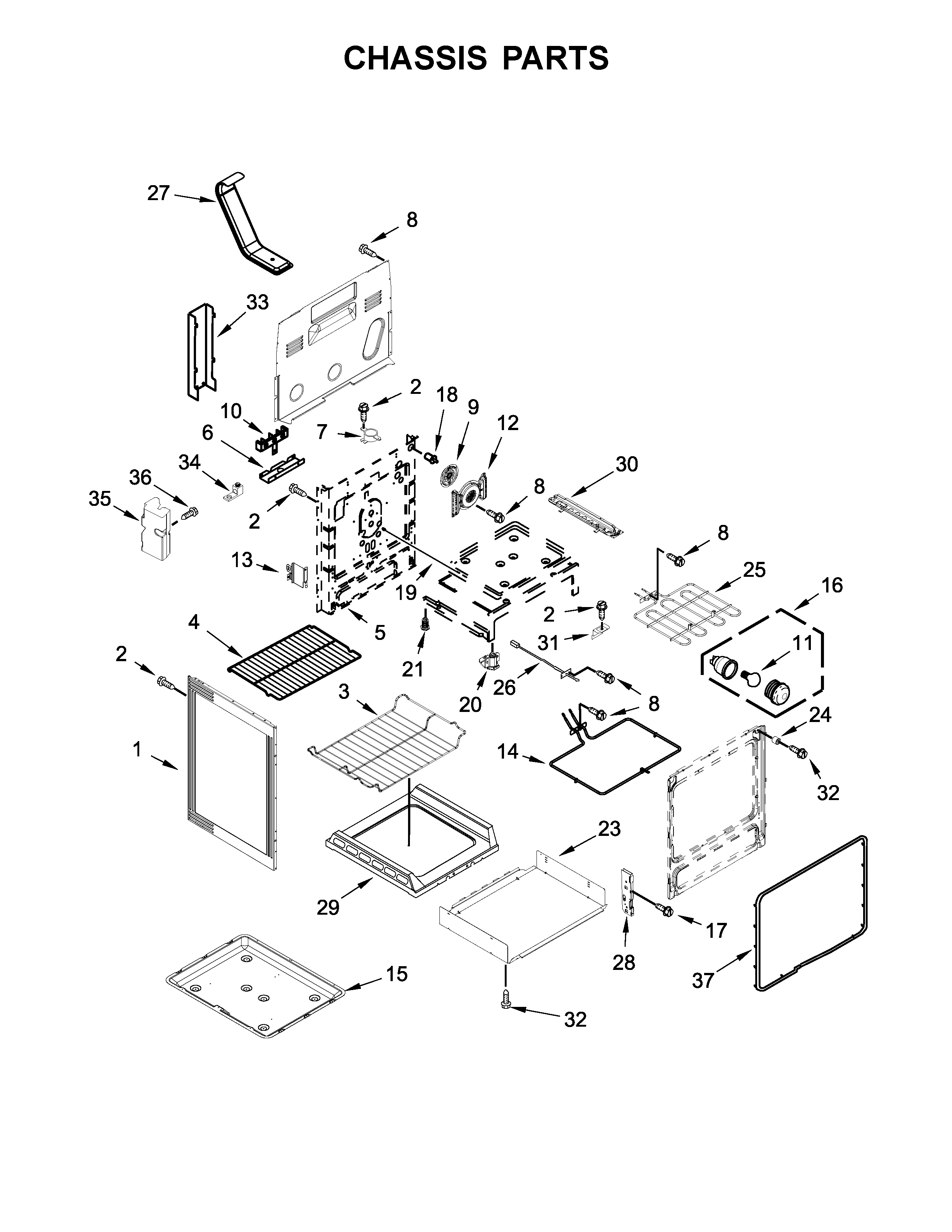 KitchenAid KFEG500EBL2 chassis parts diagram