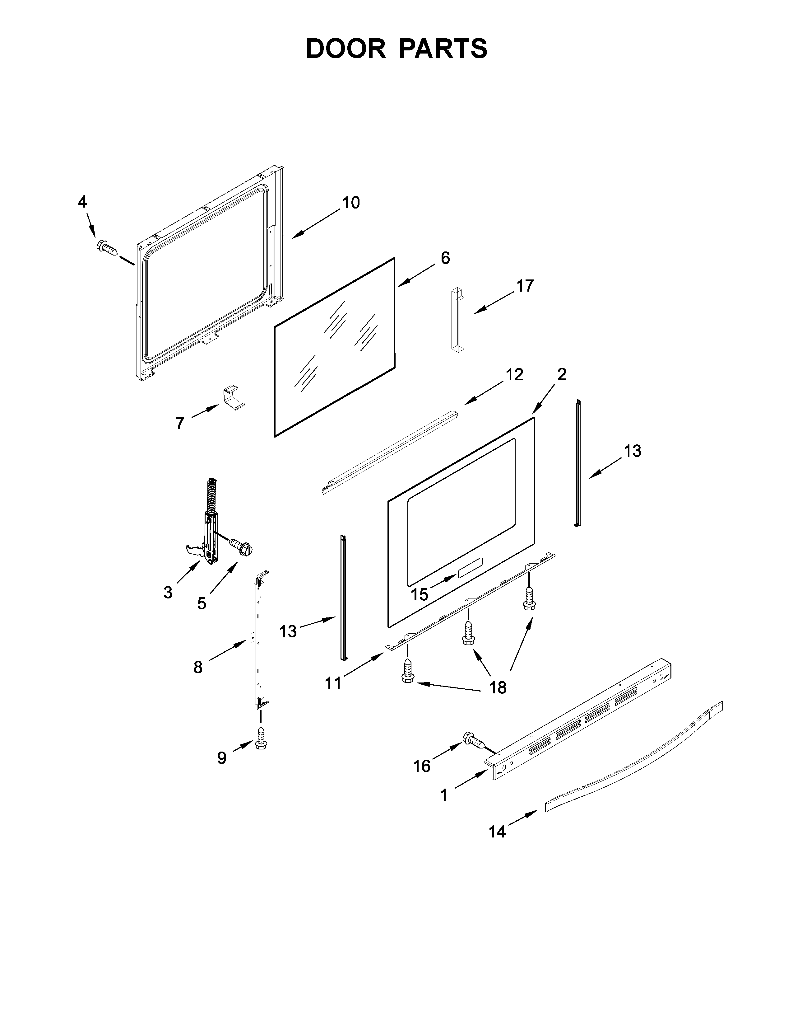 KitchenAid KFEG500EBL2 door parts diagram