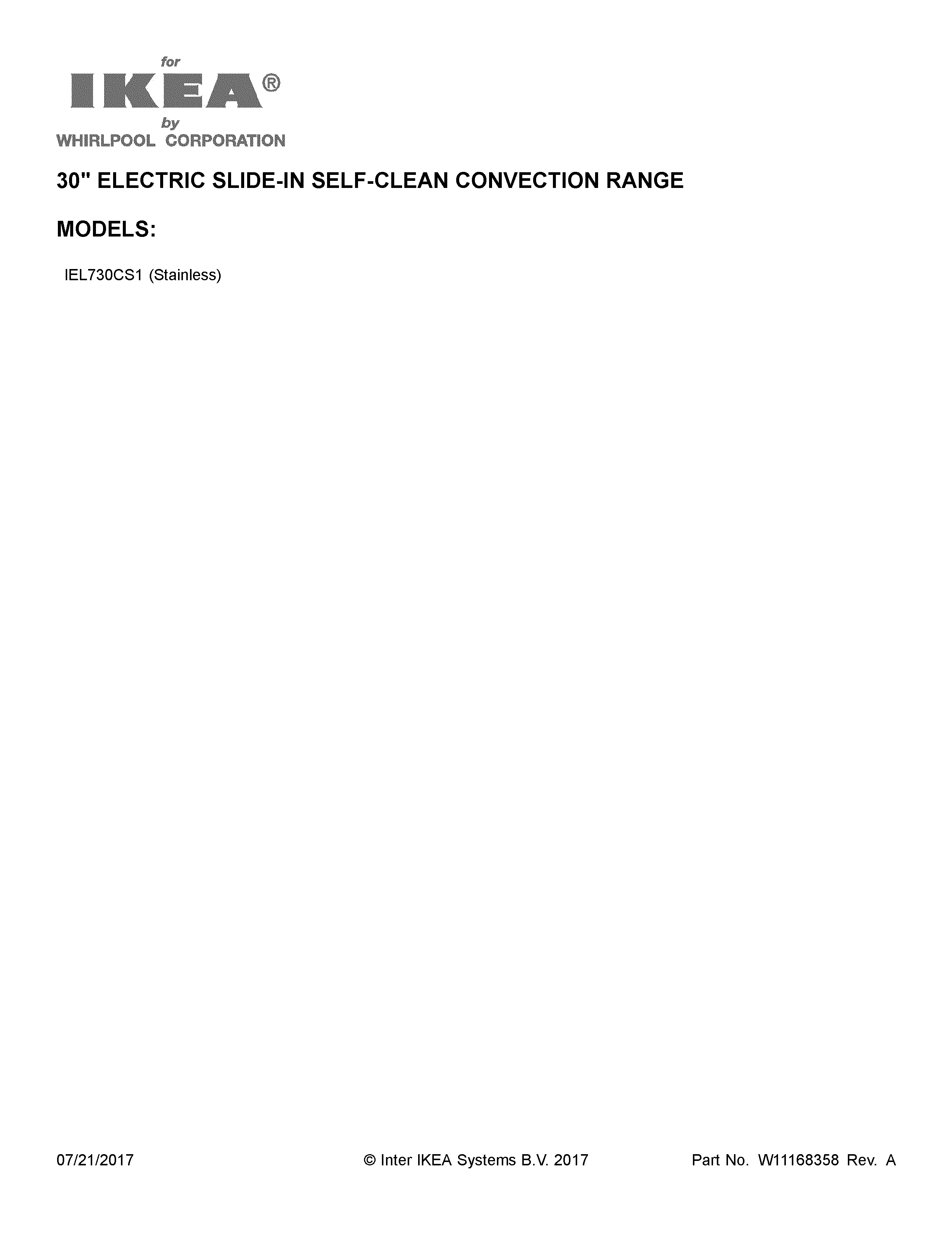 Ikea IEL730CS1 cover sheet diagram