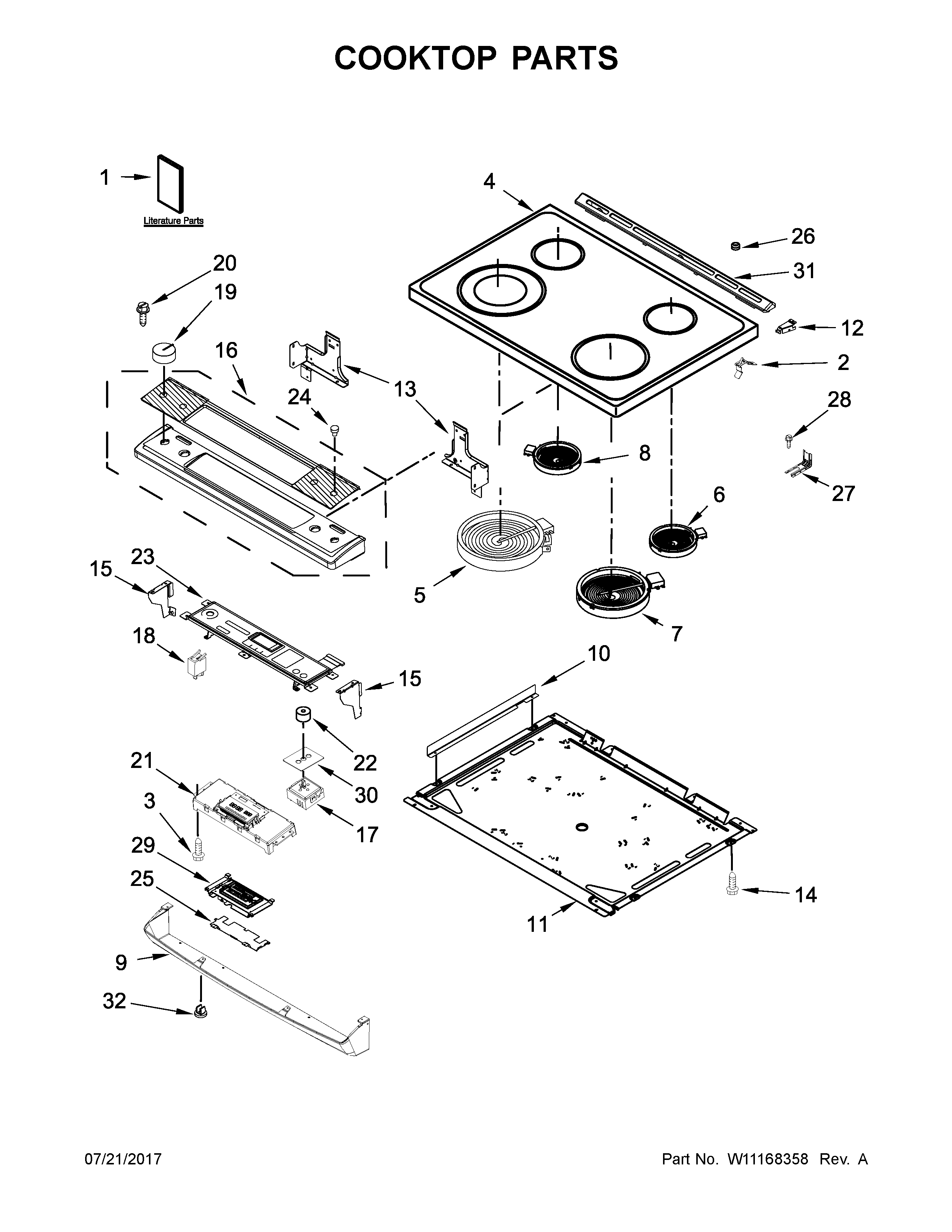 Ikea IEL730CS1 cooktop parts diagram