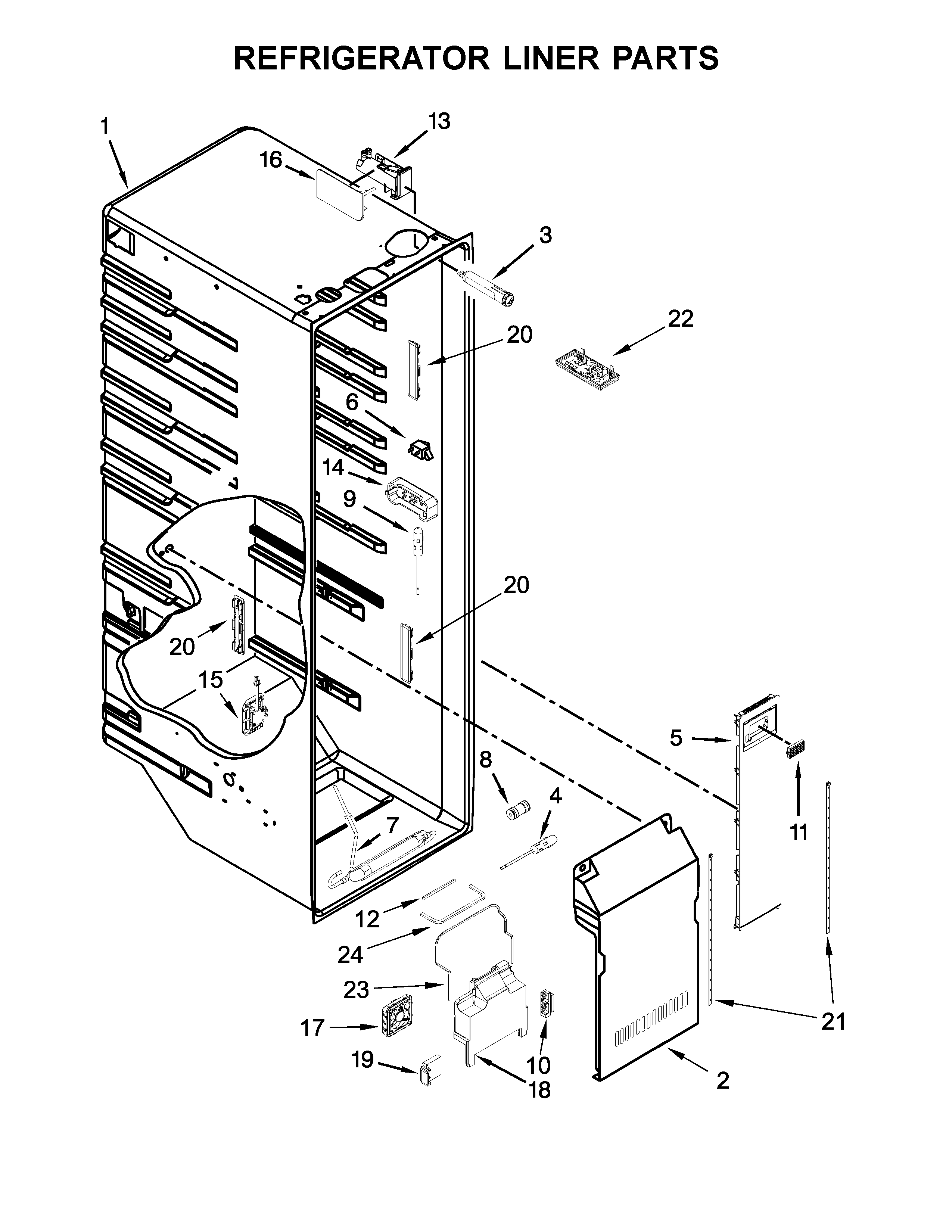 KitchenAid KRSC503EBS00 refrigerator liner parts diagram