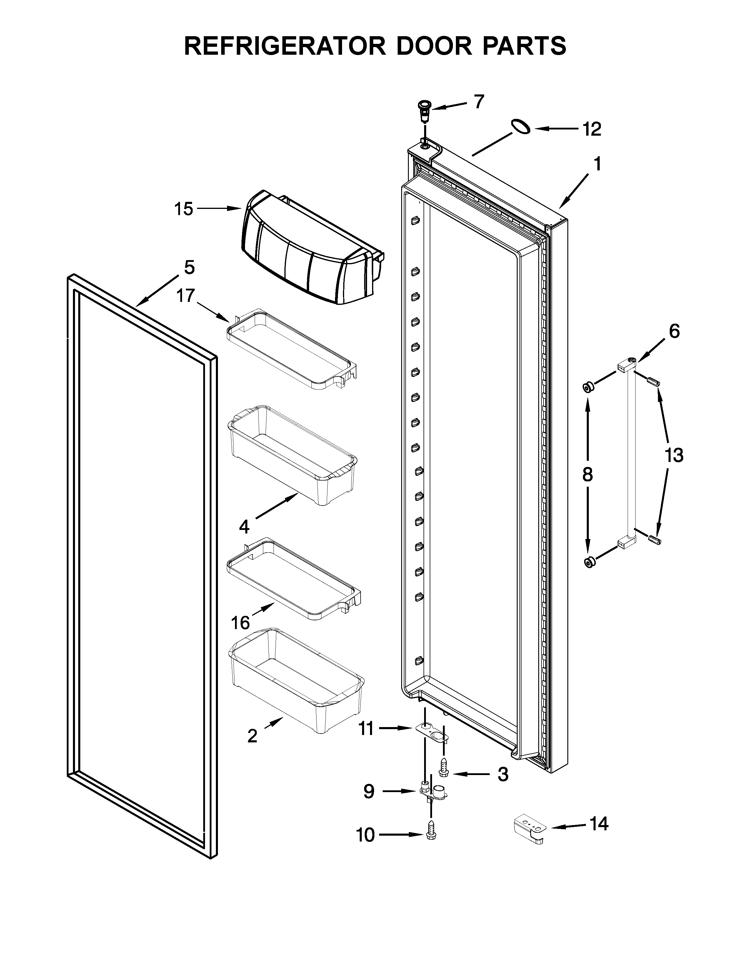 KitchenAid KRSC503EBS00 refrigerator door parts diagram