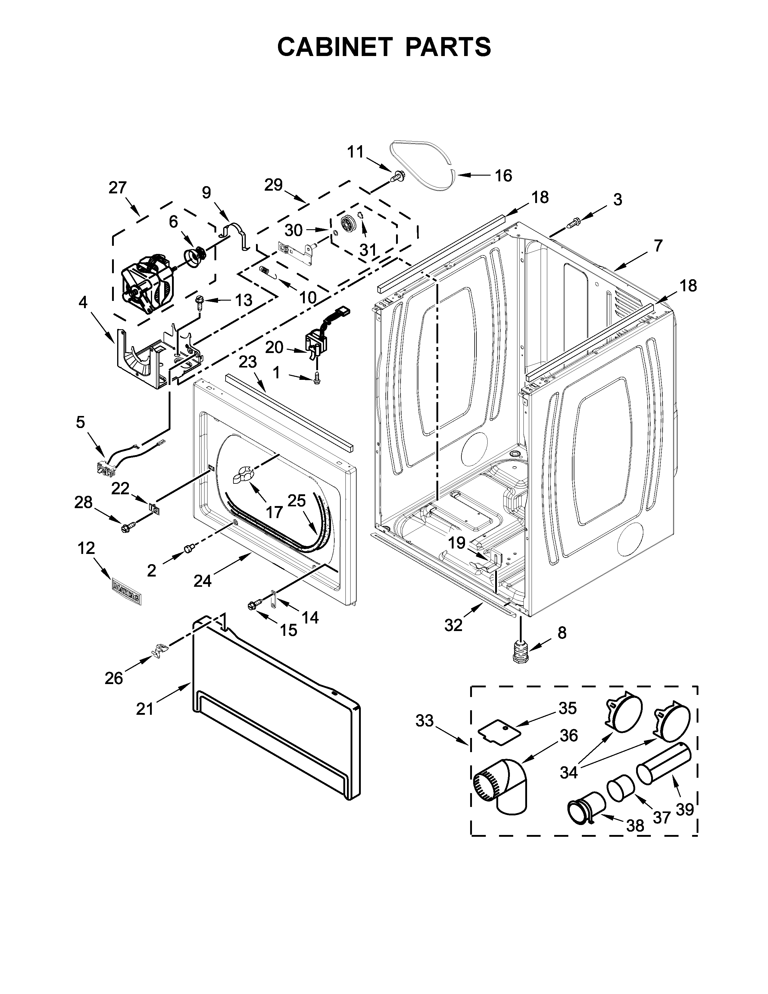 Maytag YMEDB765FC0 cabinet parts diagram