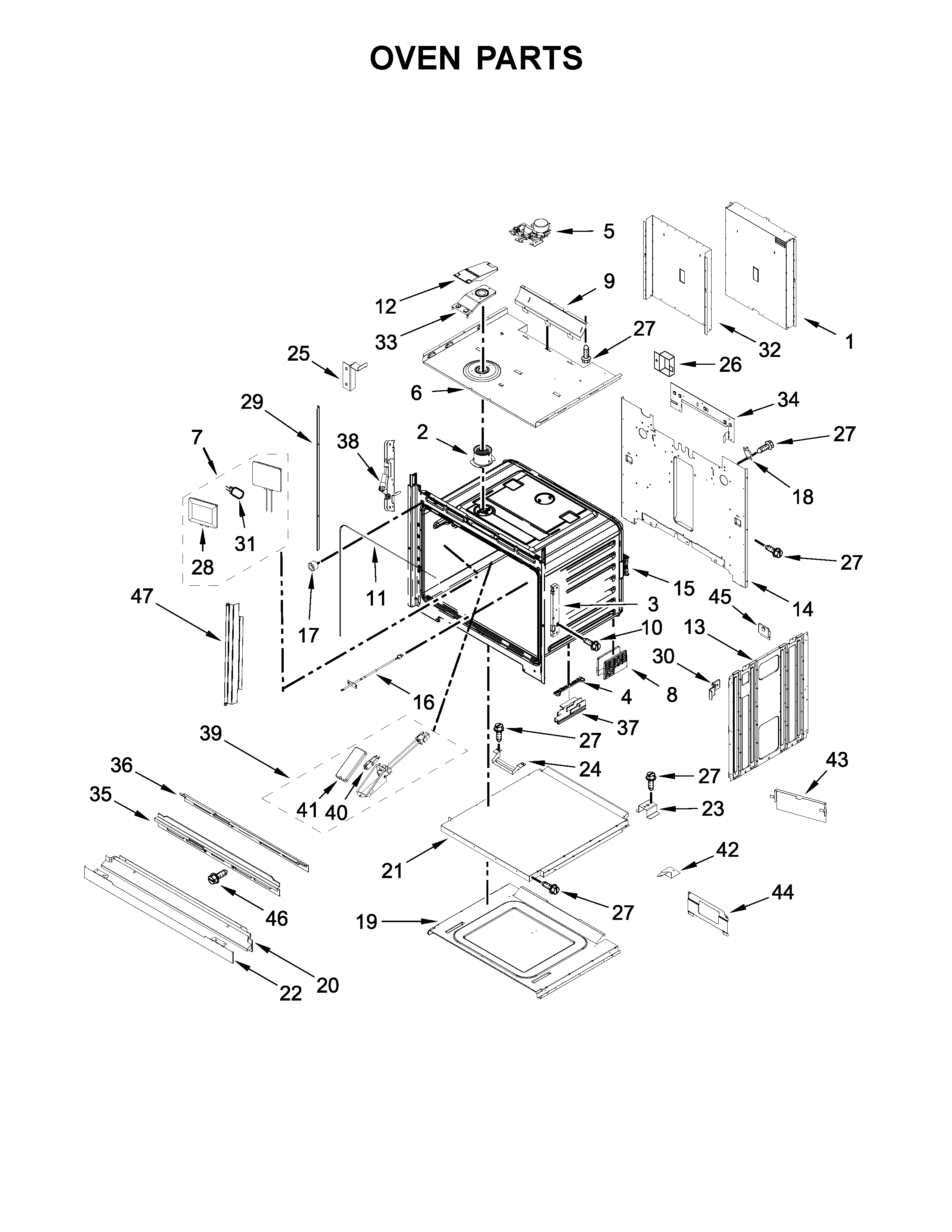 Jenn-Air JJW3830DB02 oven parts diagram