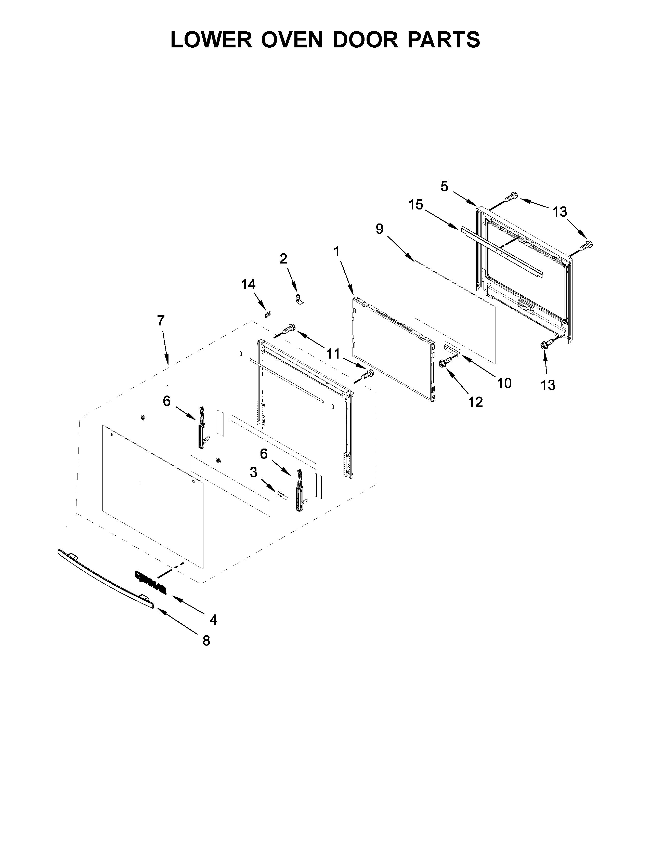 Jenn-Air JJW3830DB02 lower oven door parts diagram