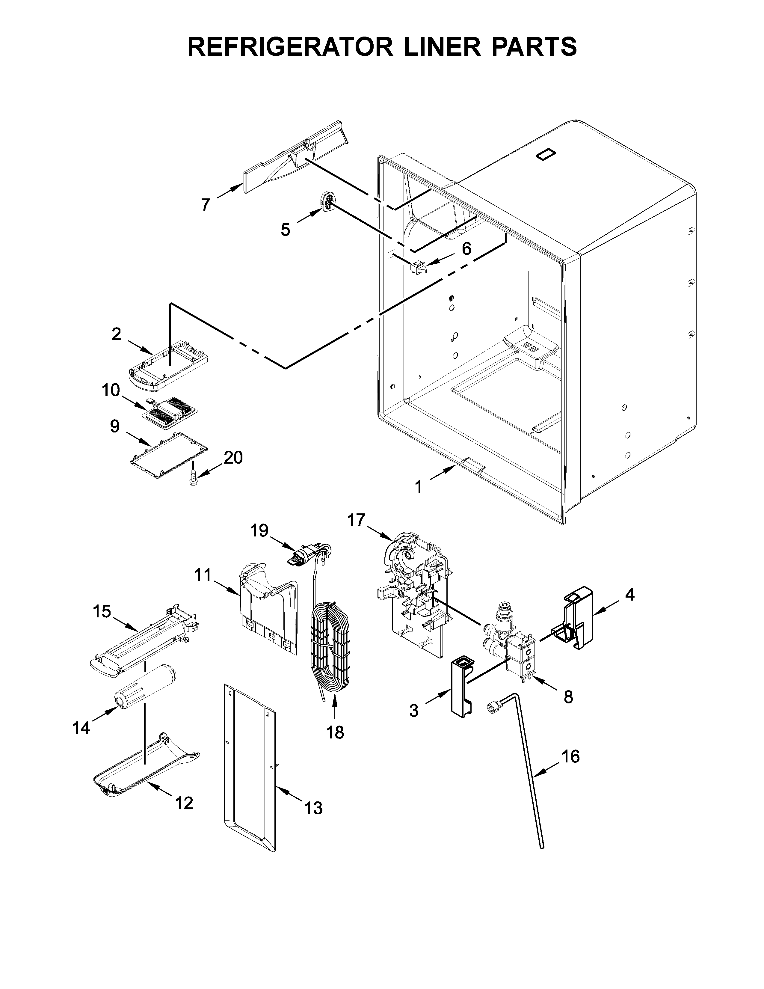 Maytag MFI2570FEB01 refrigerator liner parts diagram