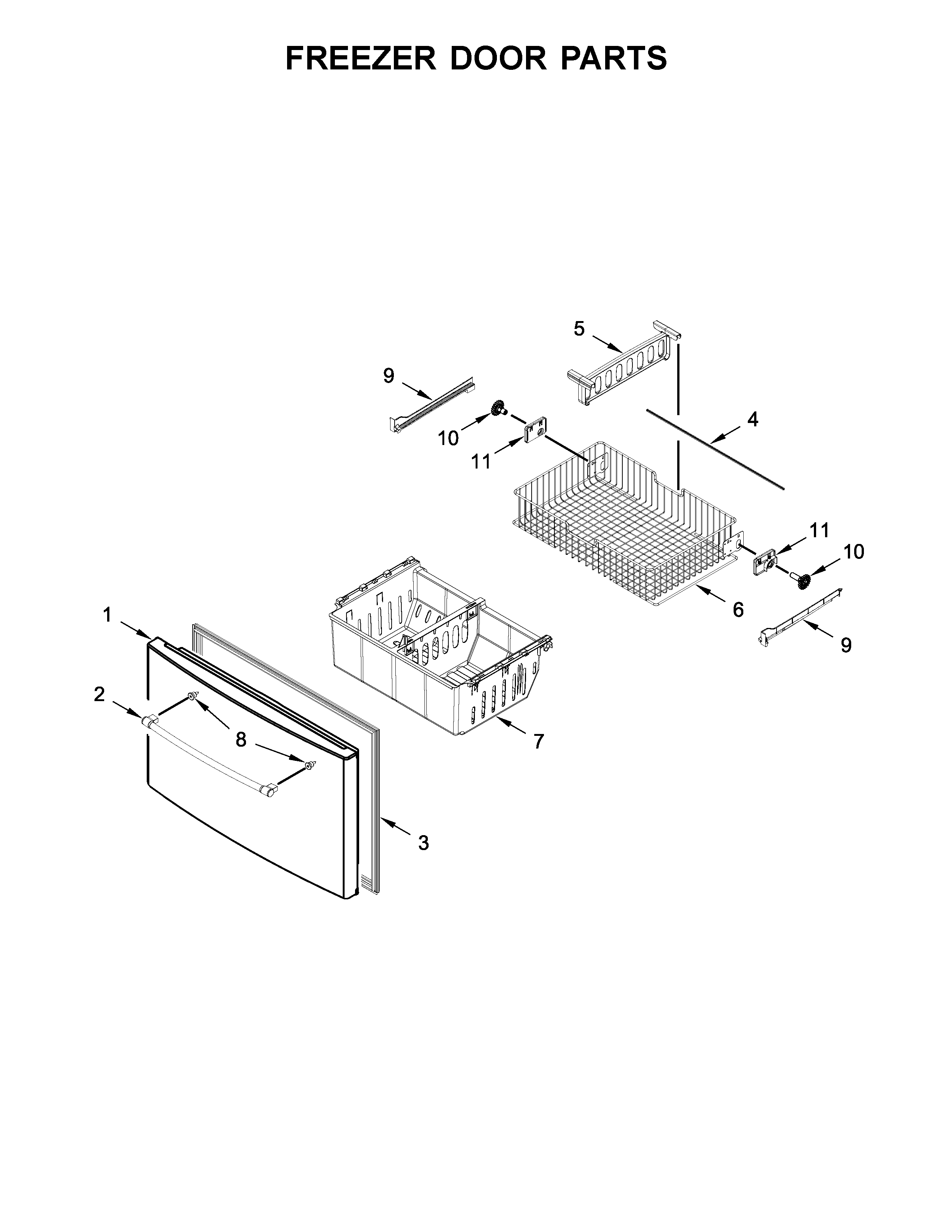Maytag MFI2570FEB01 freezer door parts diagram