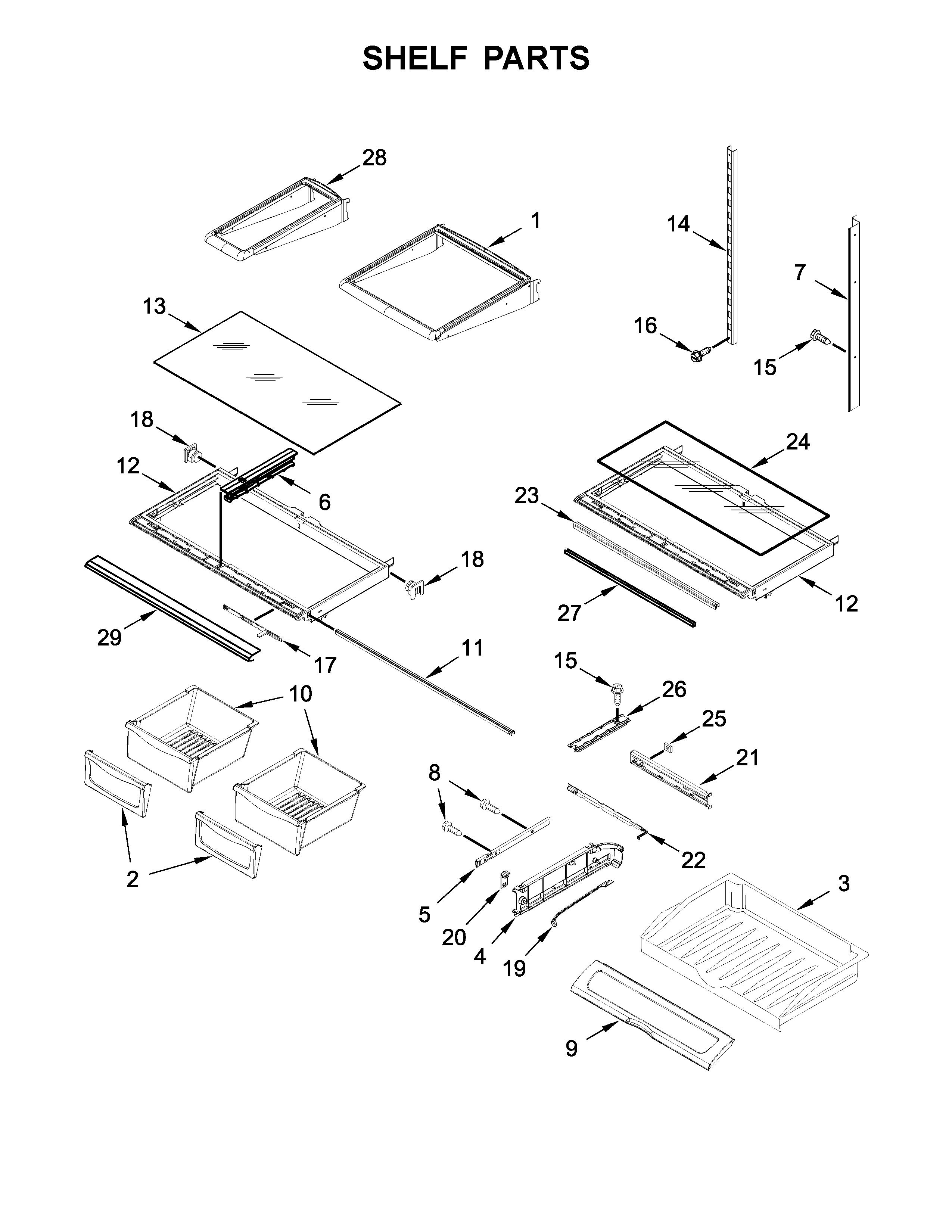 Maytag MFI2570FEB01 shelf parts diagram