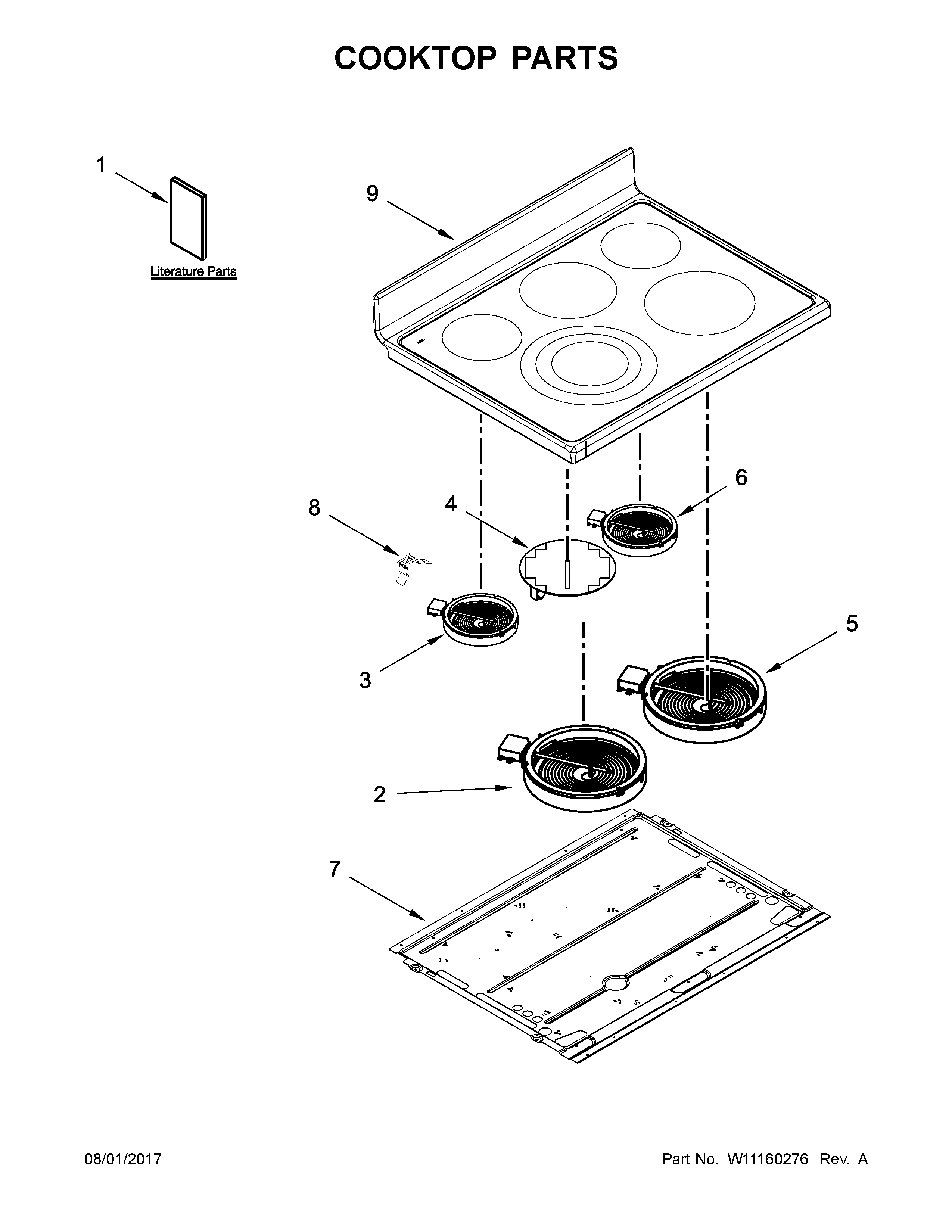 KitchenAid KFED500EBS00 cooktop parts diagram