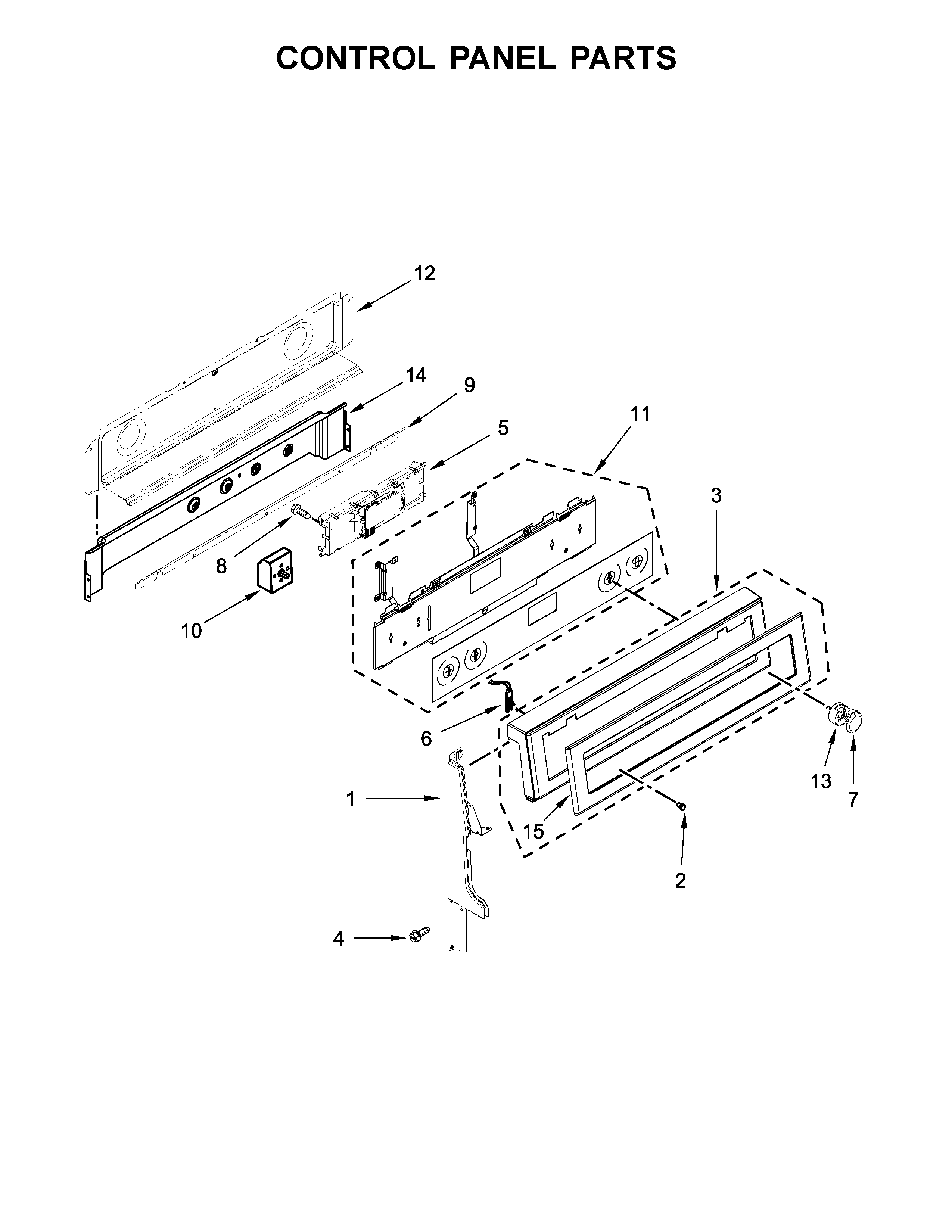 KitchenAid KFED500EBS00 control panel parts diagram