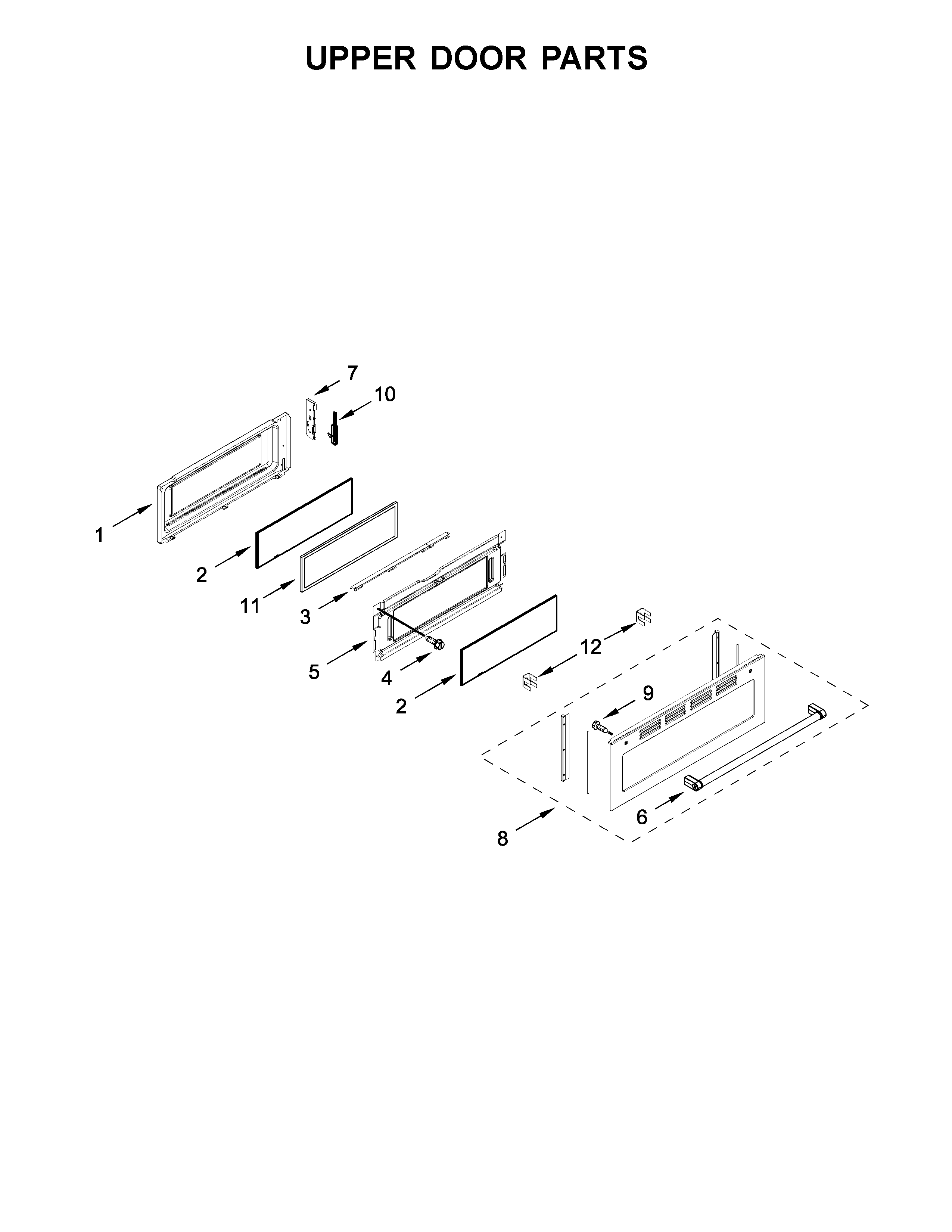 KitchenAid KFED500EBS00 upper door parts diagram