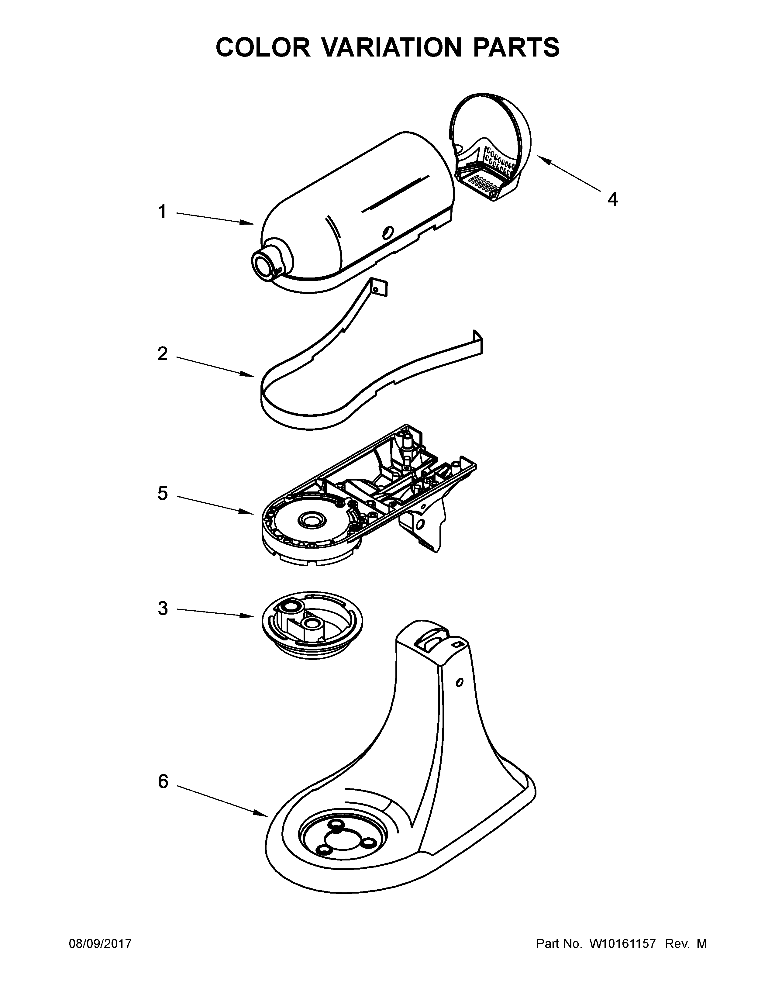 KitchenAid KSM95ER0 color variation parts diagram