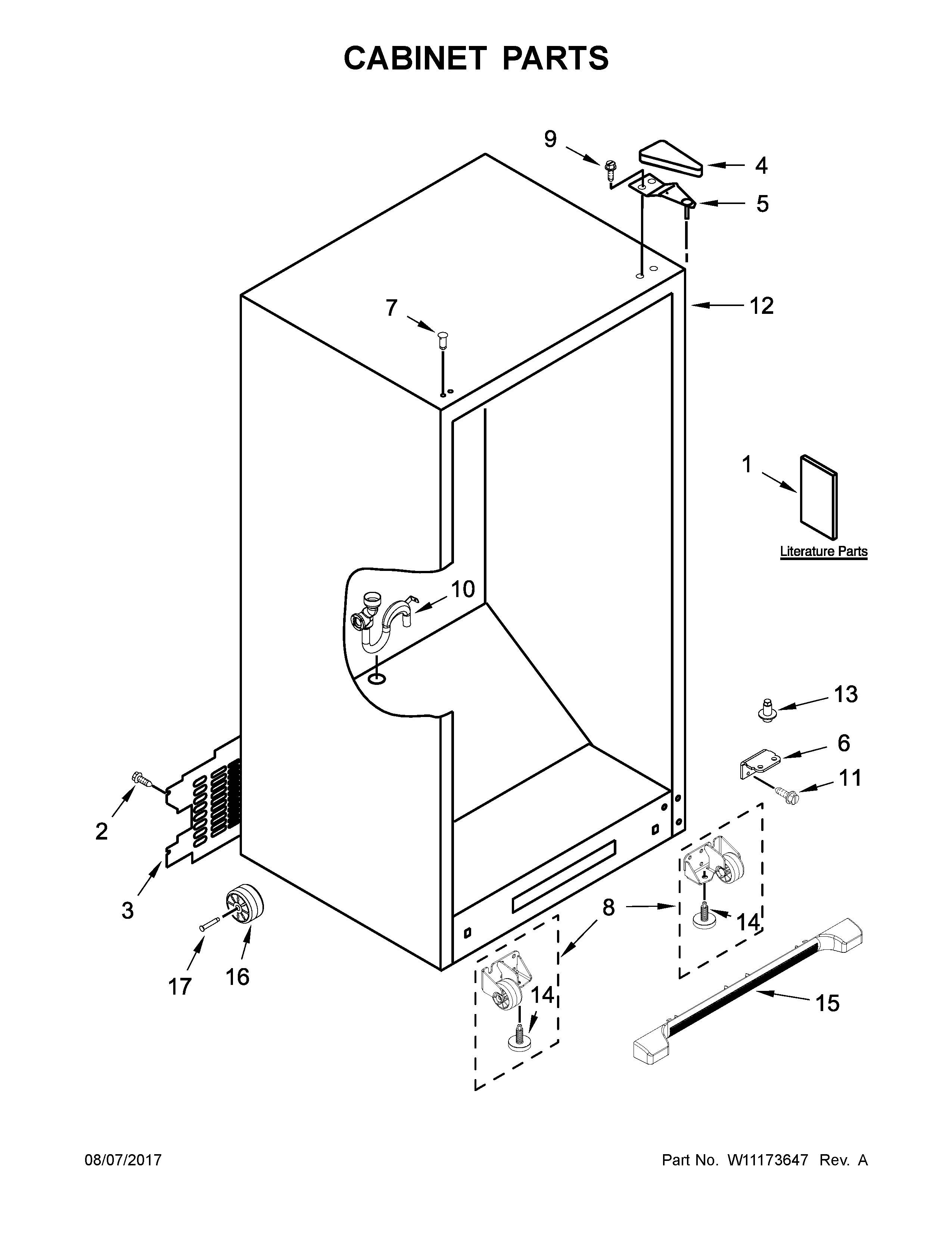 Whirlpool WZF34X18DW01 cabinet parts diagram
