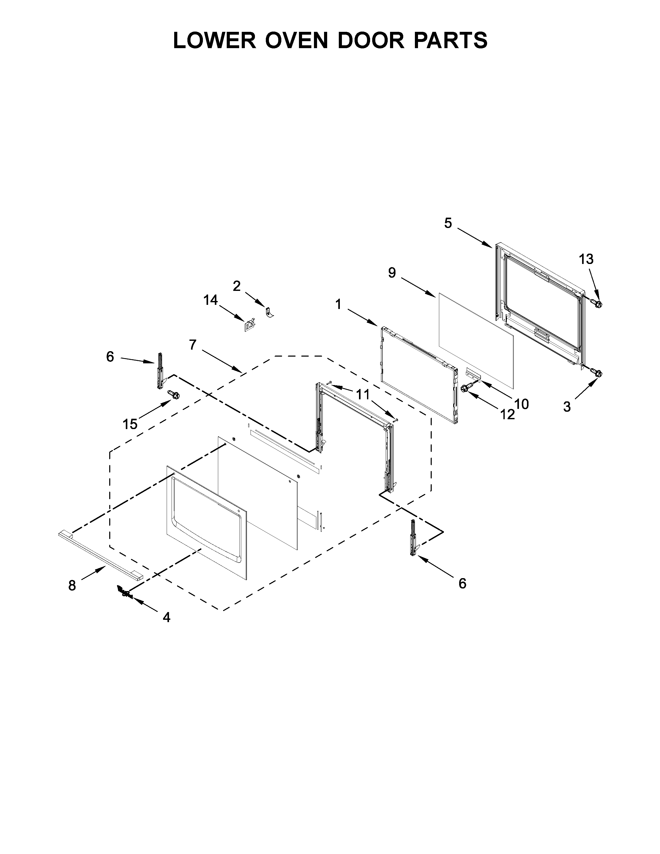 Whirlpool WODA7EC0HZ00 lower oven door parts diagram