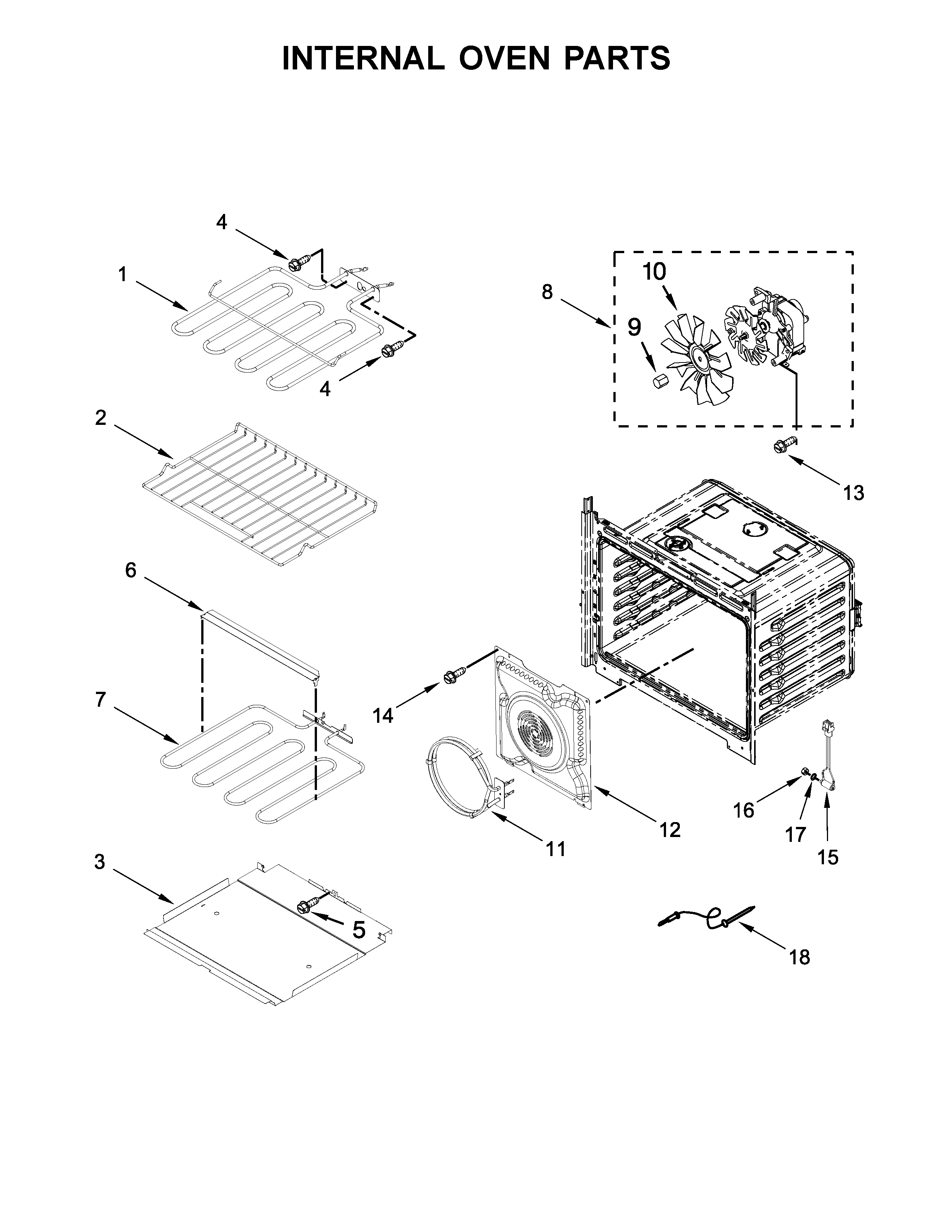 Whirlpool WOS97EC0HZ00 internal oven parts diagram