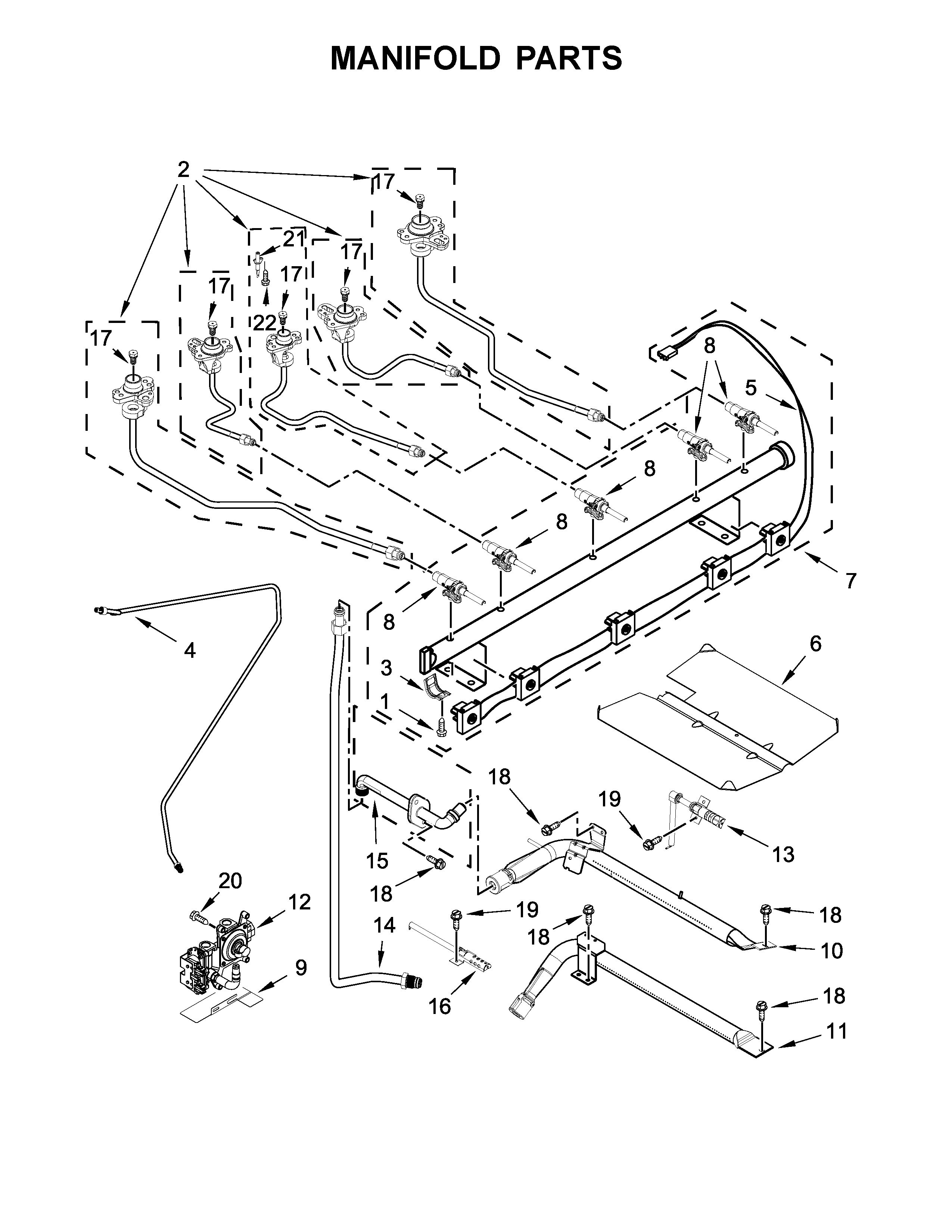 Whirlpool WFG775H0HZ0 manifold parts diagram