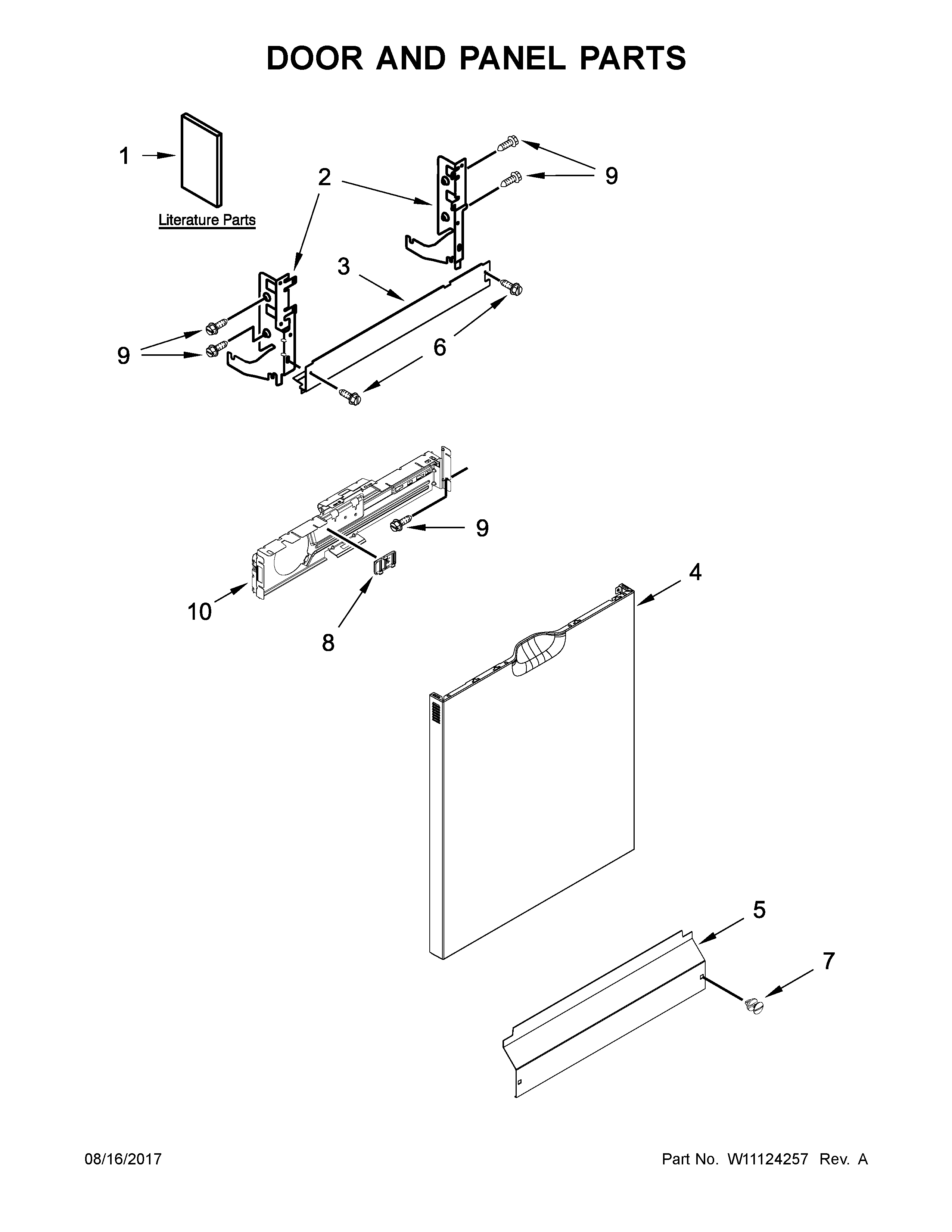 Amana ADB1700ADW4 door and panel parts diagram
