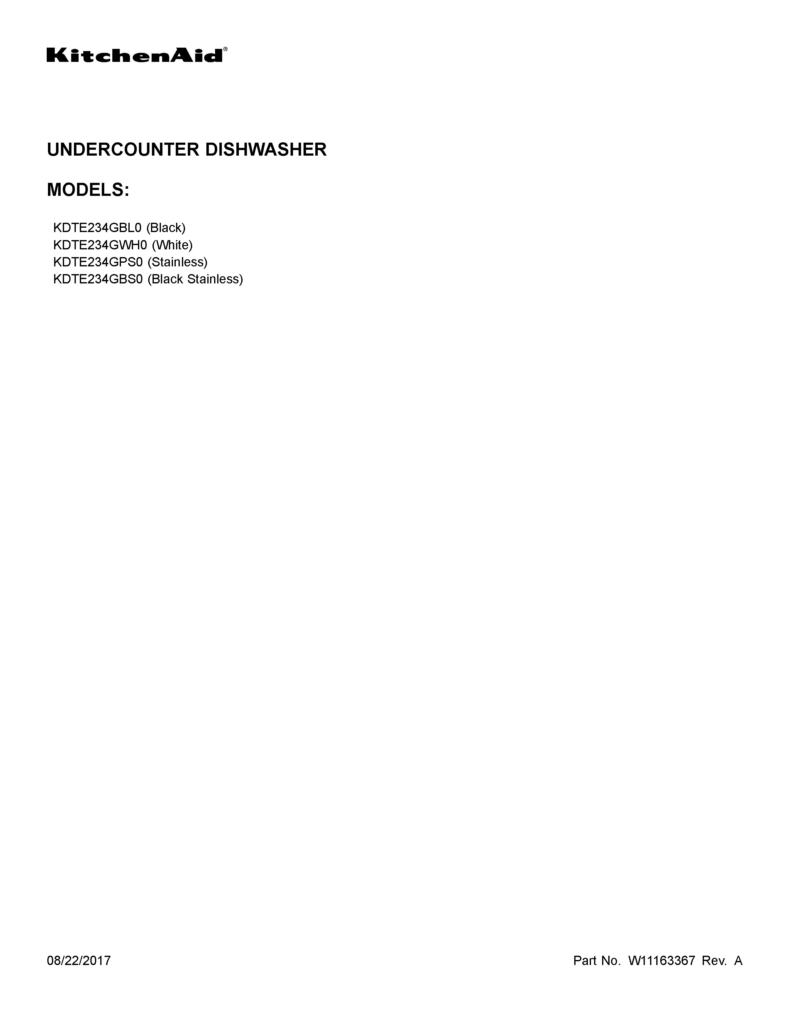 KitchenAid KDTE234GBS0 cover sheet diagram