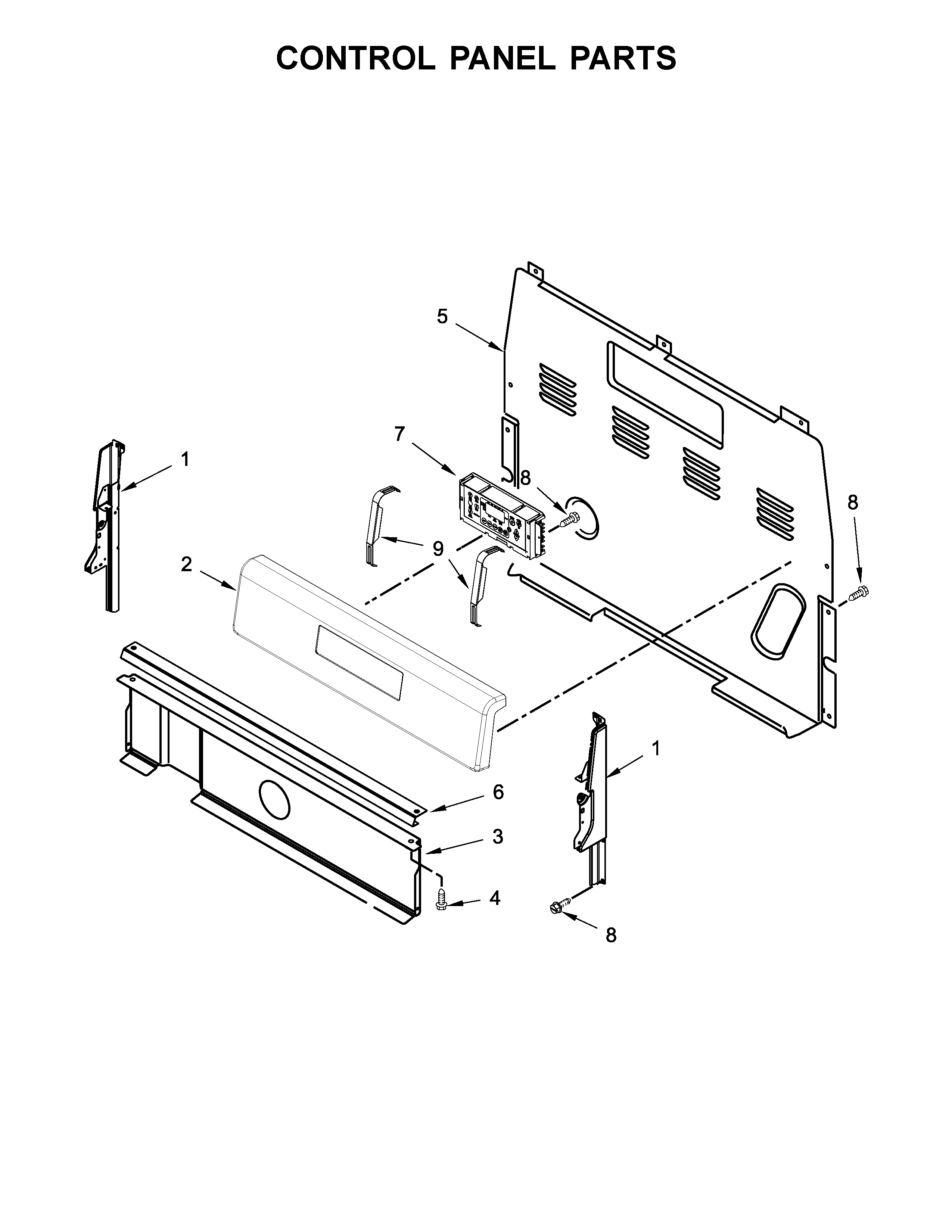 Whirlpool YWFE520S0FW1 control panel parts diagram