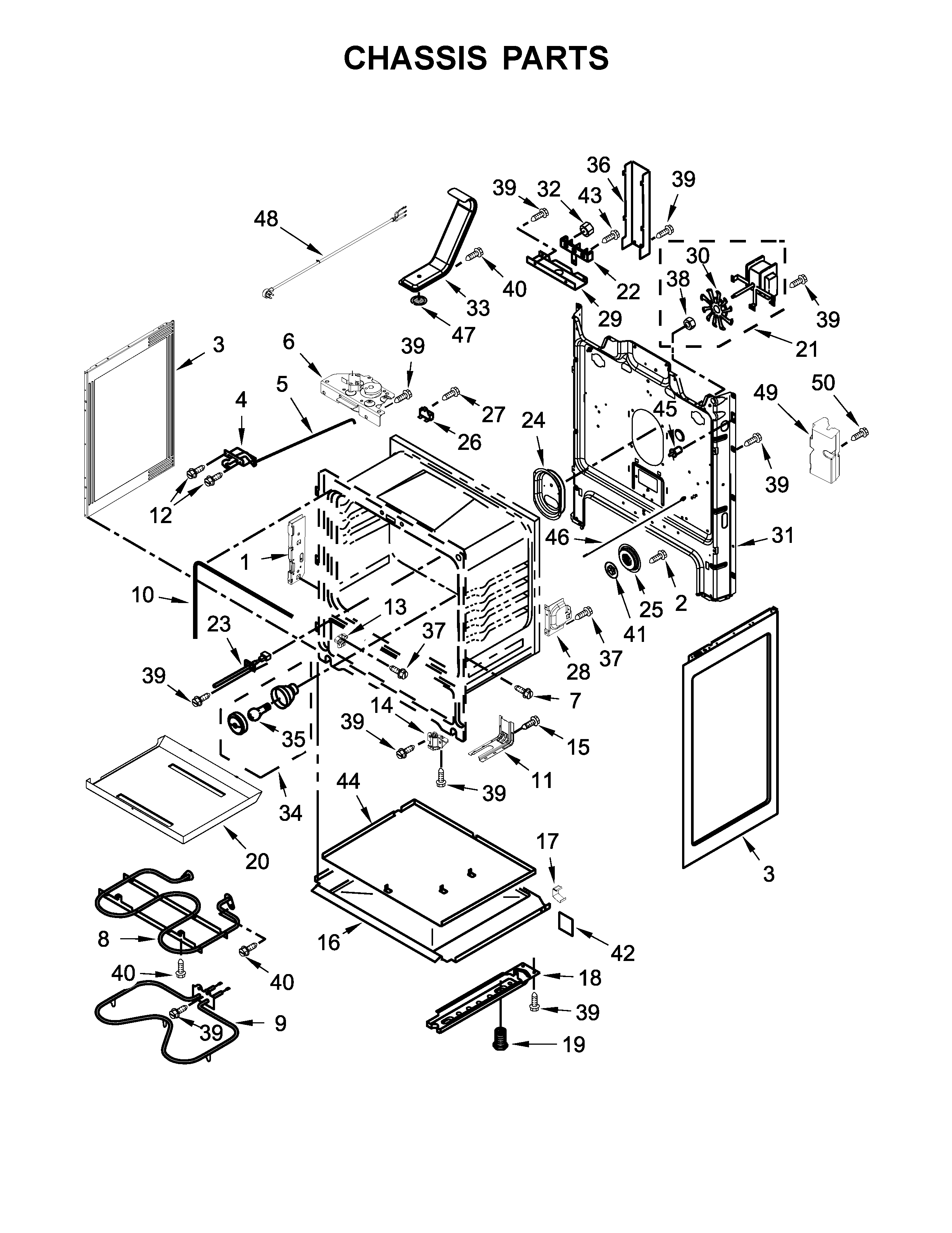 Whirlpool YWFE520S0FW1 chassis parts diagram
