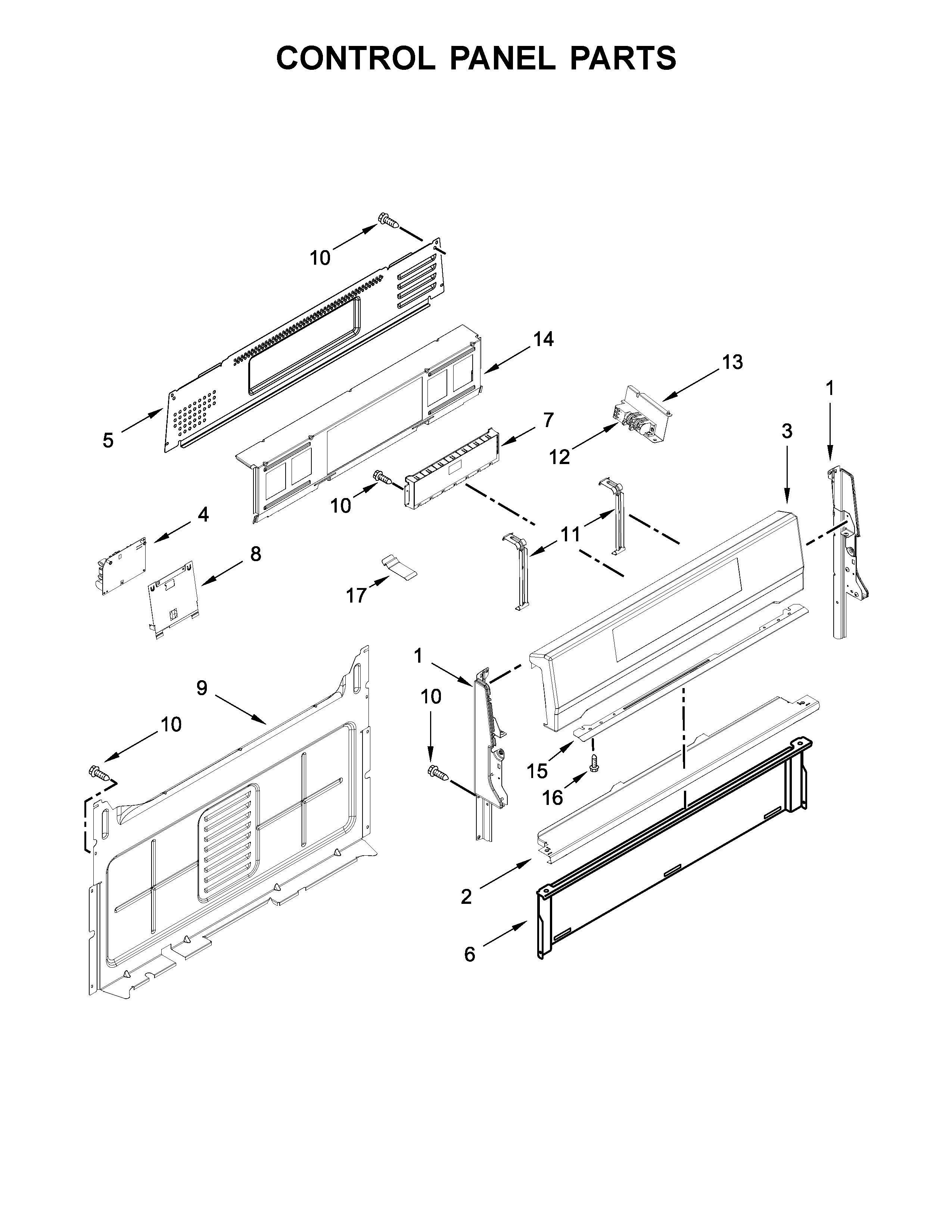 Whirlpool WFG775H0HW0 control panel parts diagram