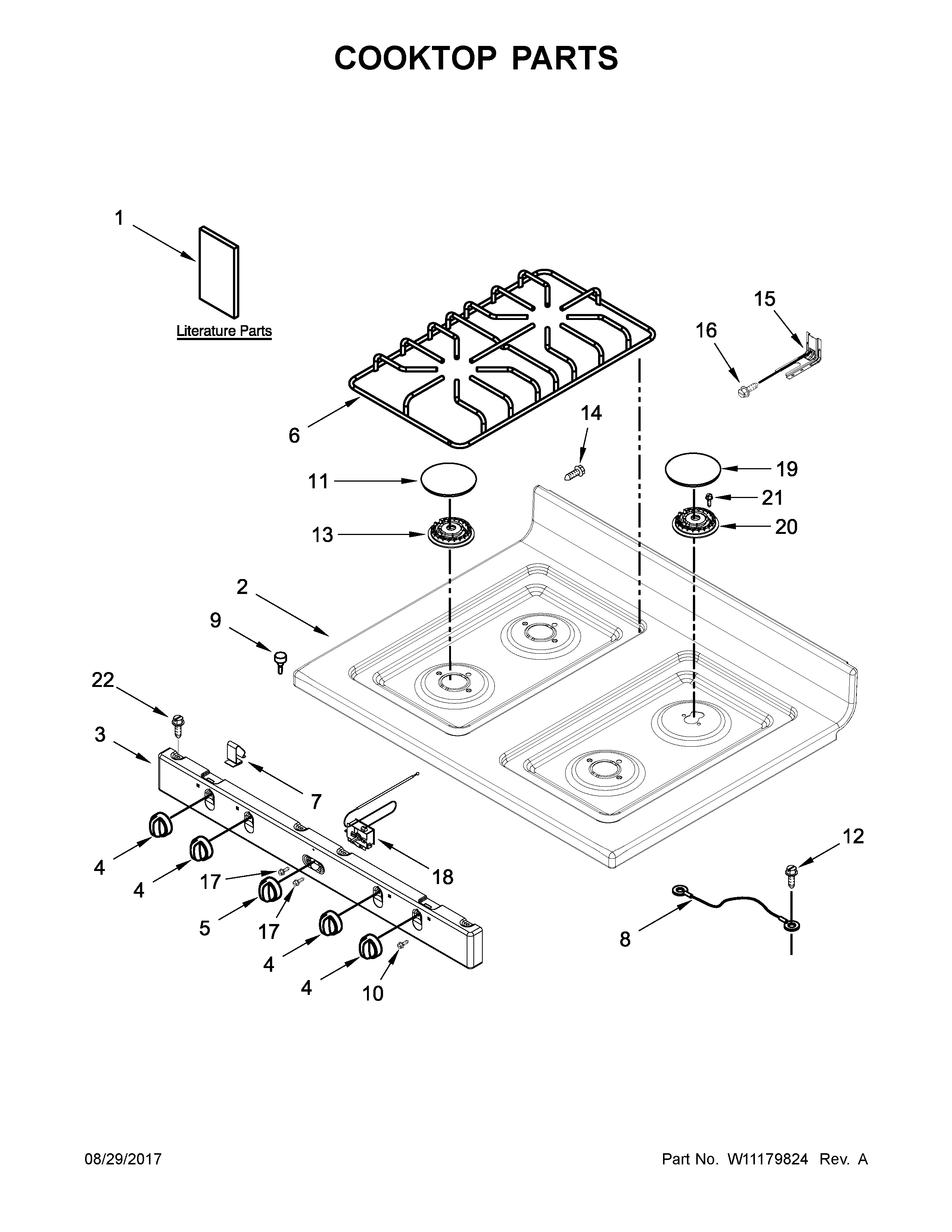 Amana AGR4230BAB3 cooktop parts diagram