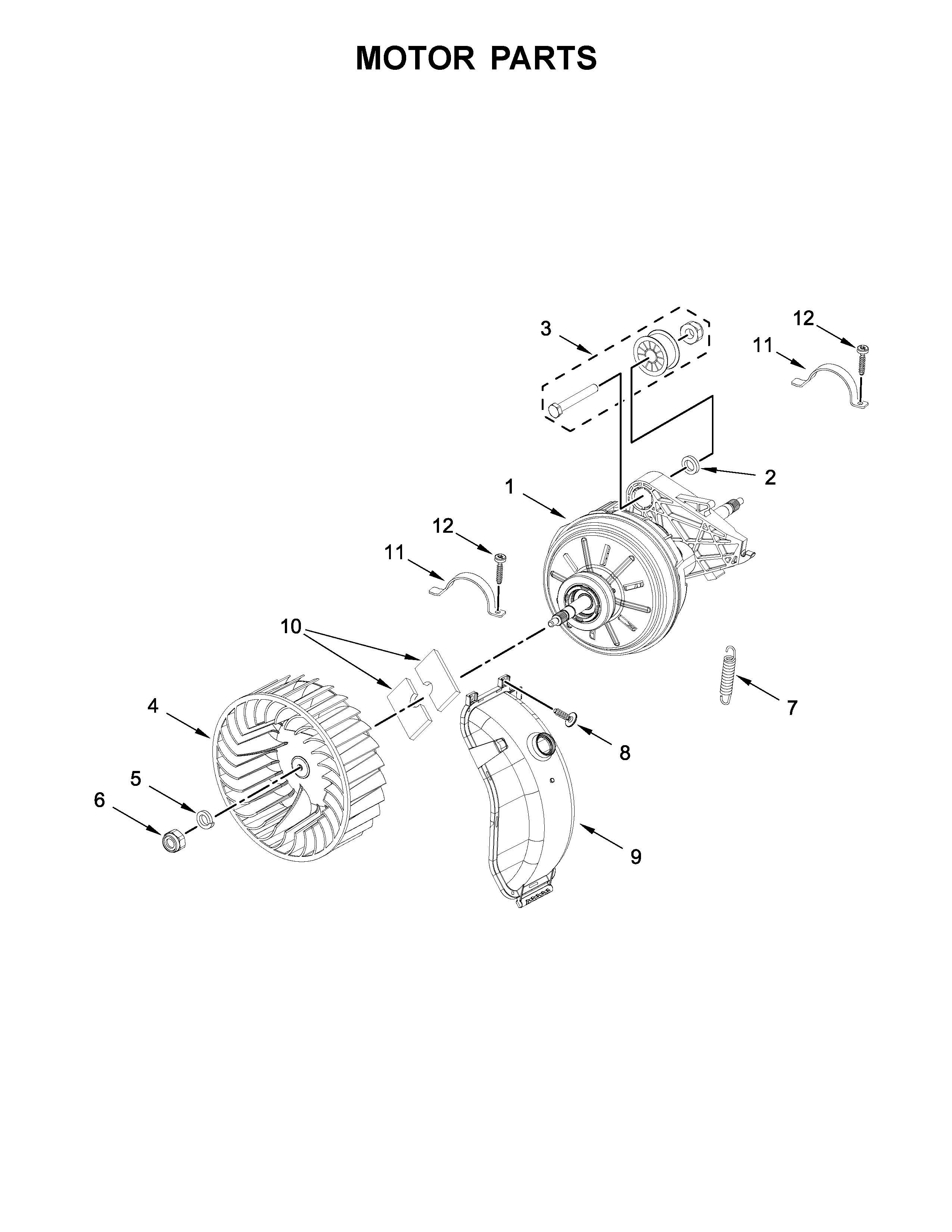 Whirlpool WHD5090GW0 motor parts diagram