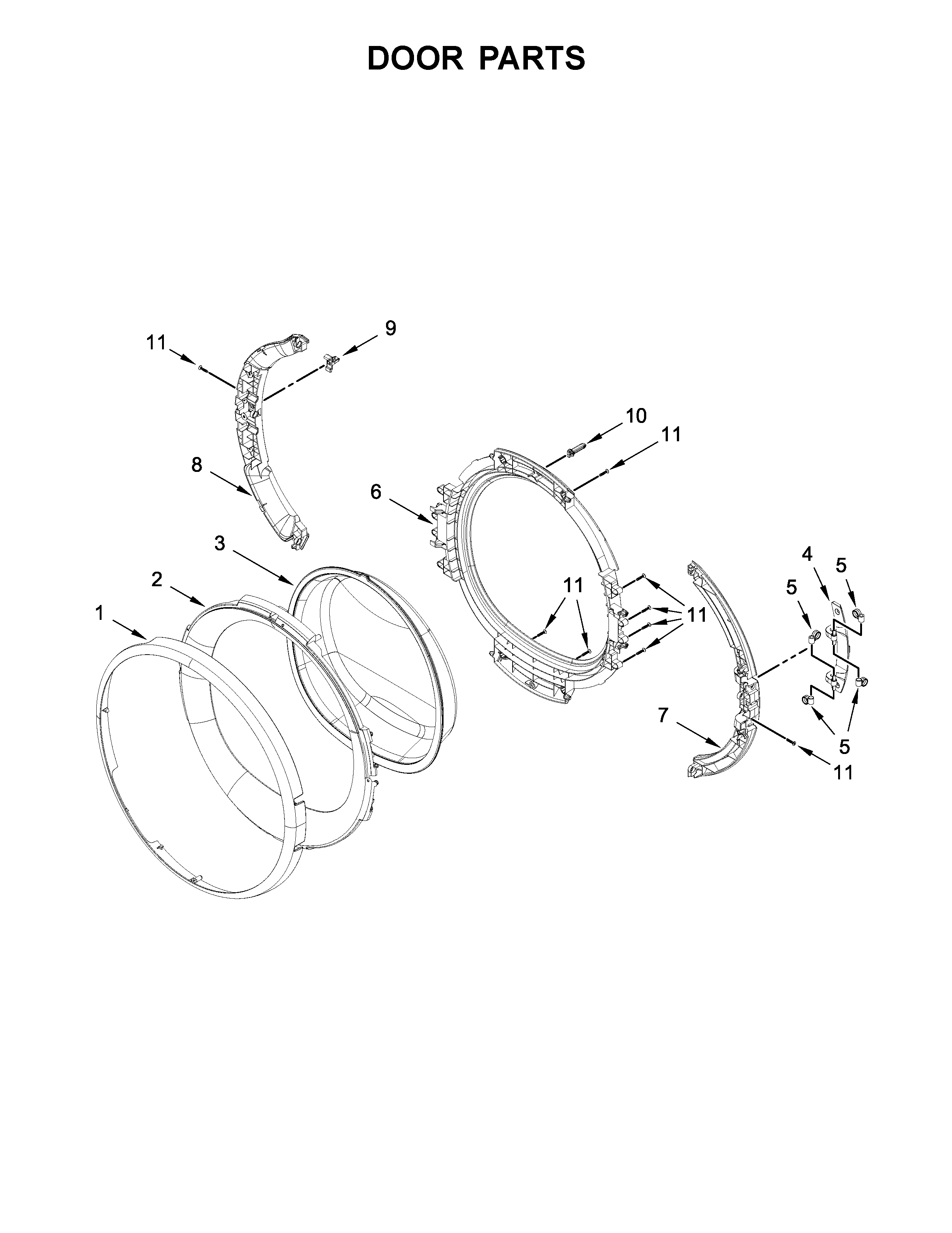 Whirlpool WHD5090GW0 door parts diagram
