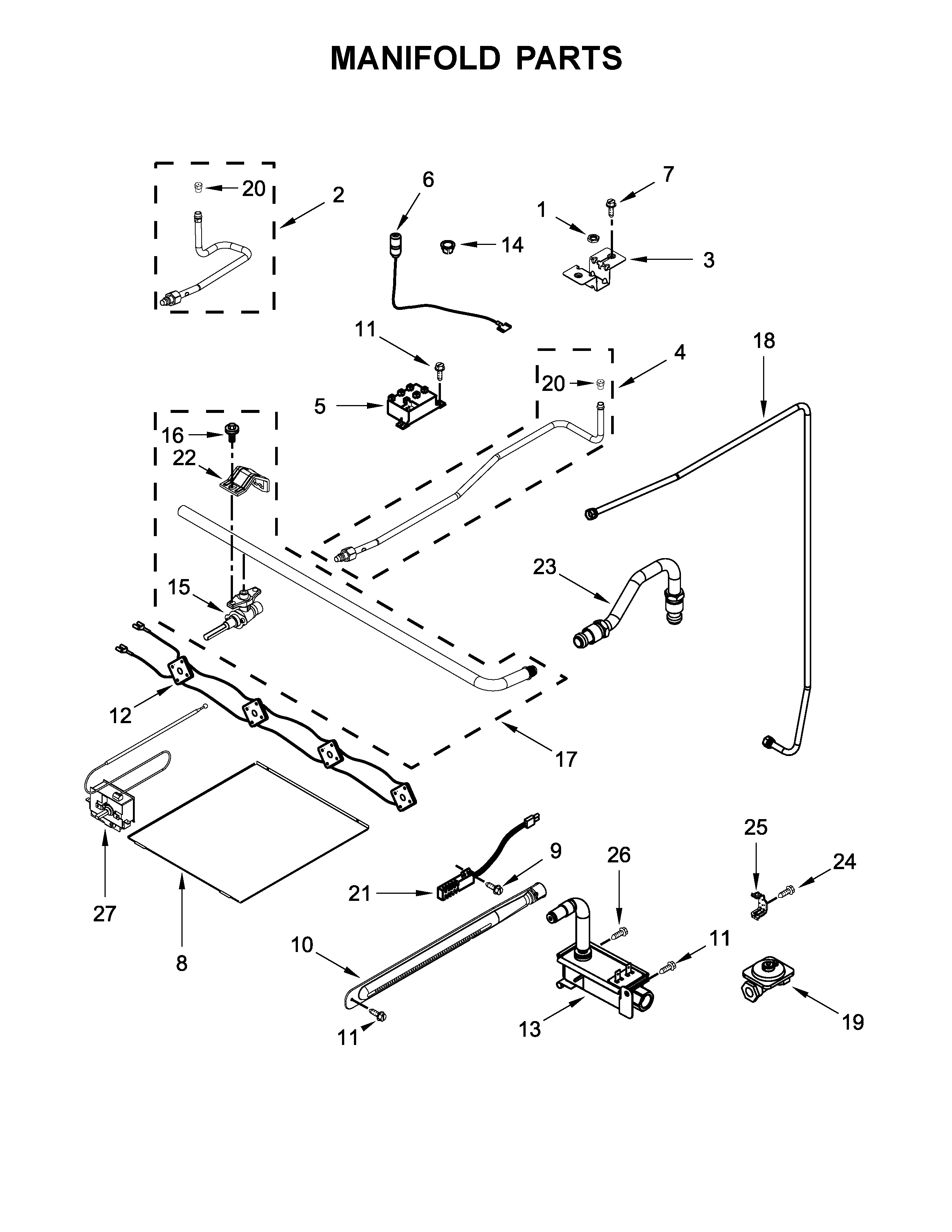 Amana AGR4230BAW0 manifold parts diagram