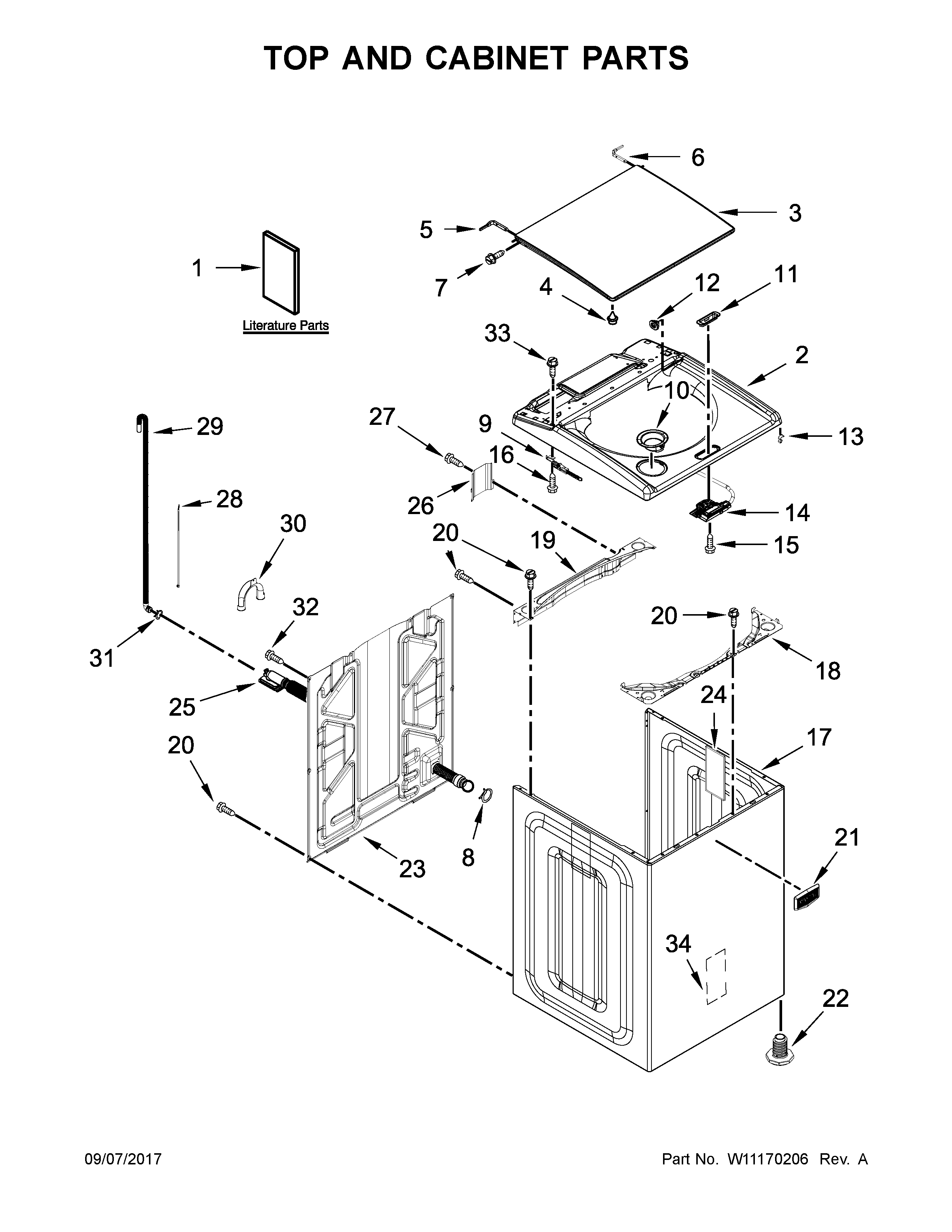 Maytag MVWB835DW3 top and cabinet parts diagram