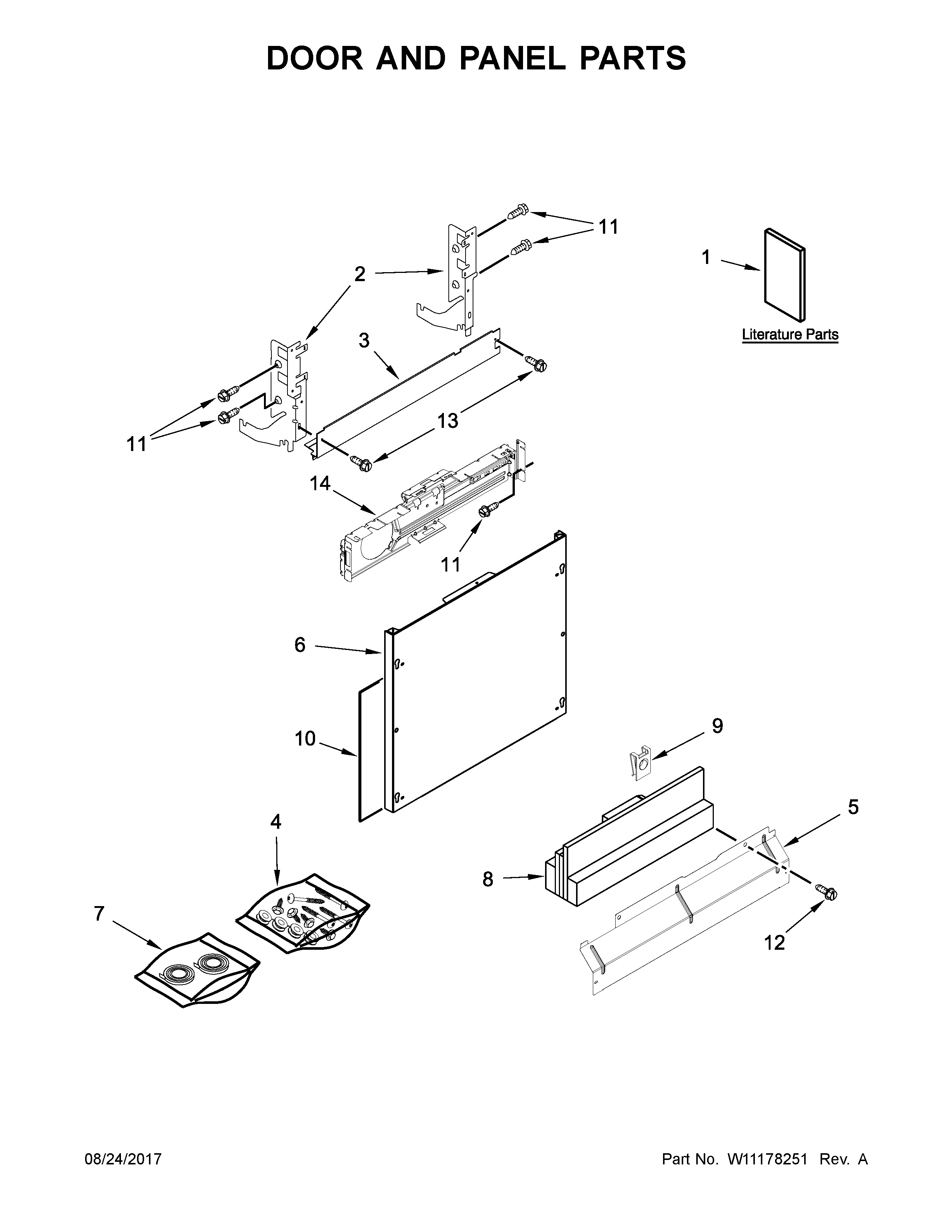 Jenn-Air JDB9200CWX4 door and panel parts diagram