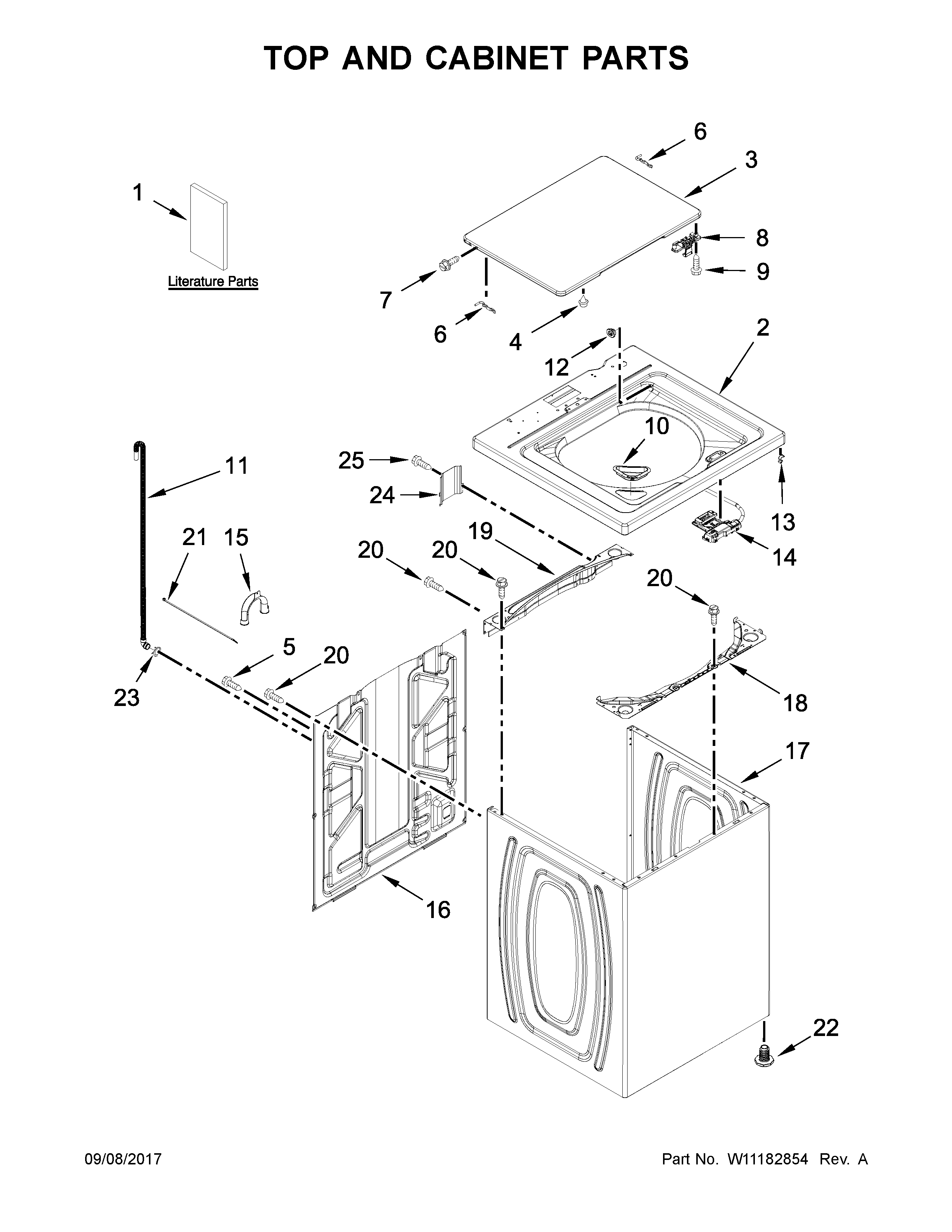 Amana NTW4665GW0 top and cabinet parts diagram