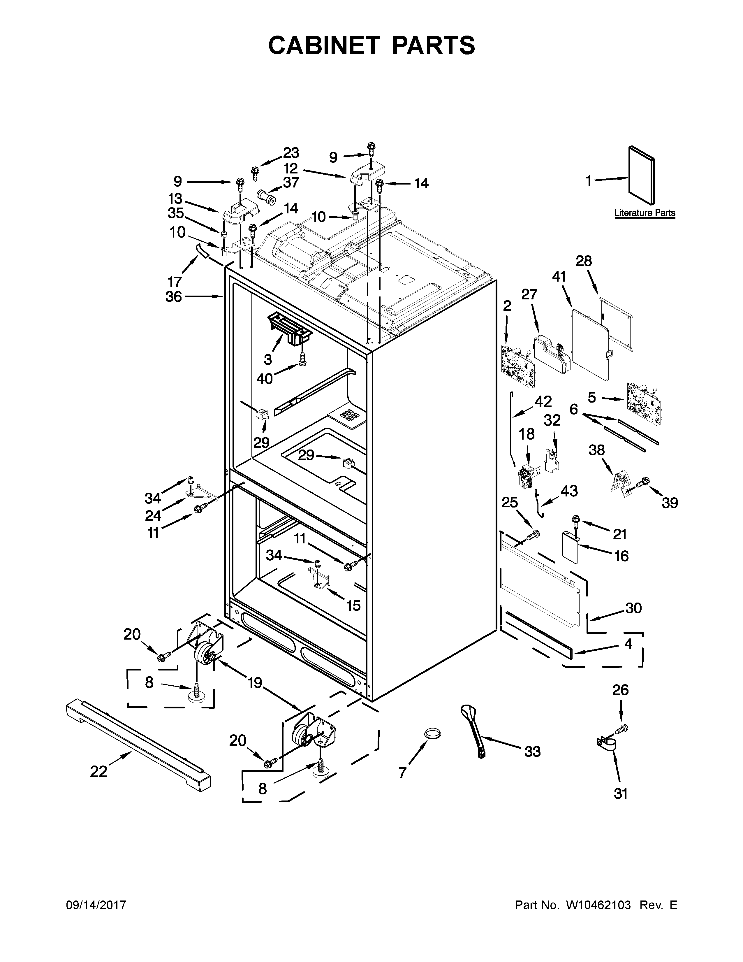 Whirlpool WRF989SDAM00 cabinet parts diagram