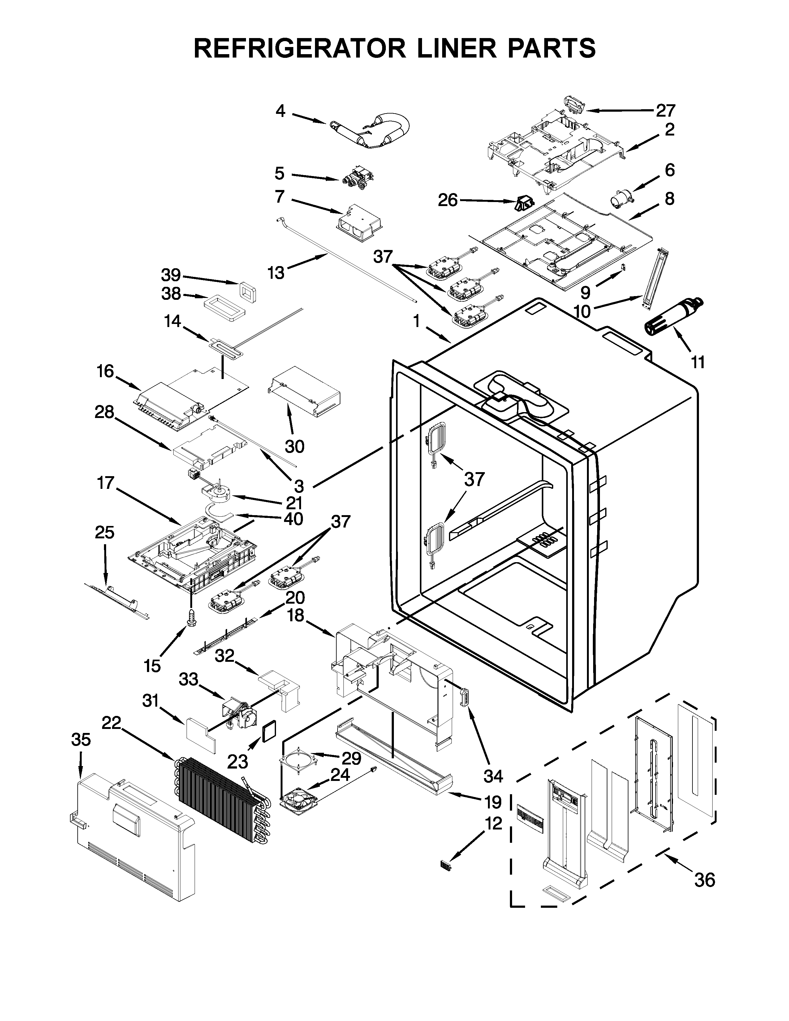 Whirlpool WRF989SDAM00 refrigerator liner parts diagram