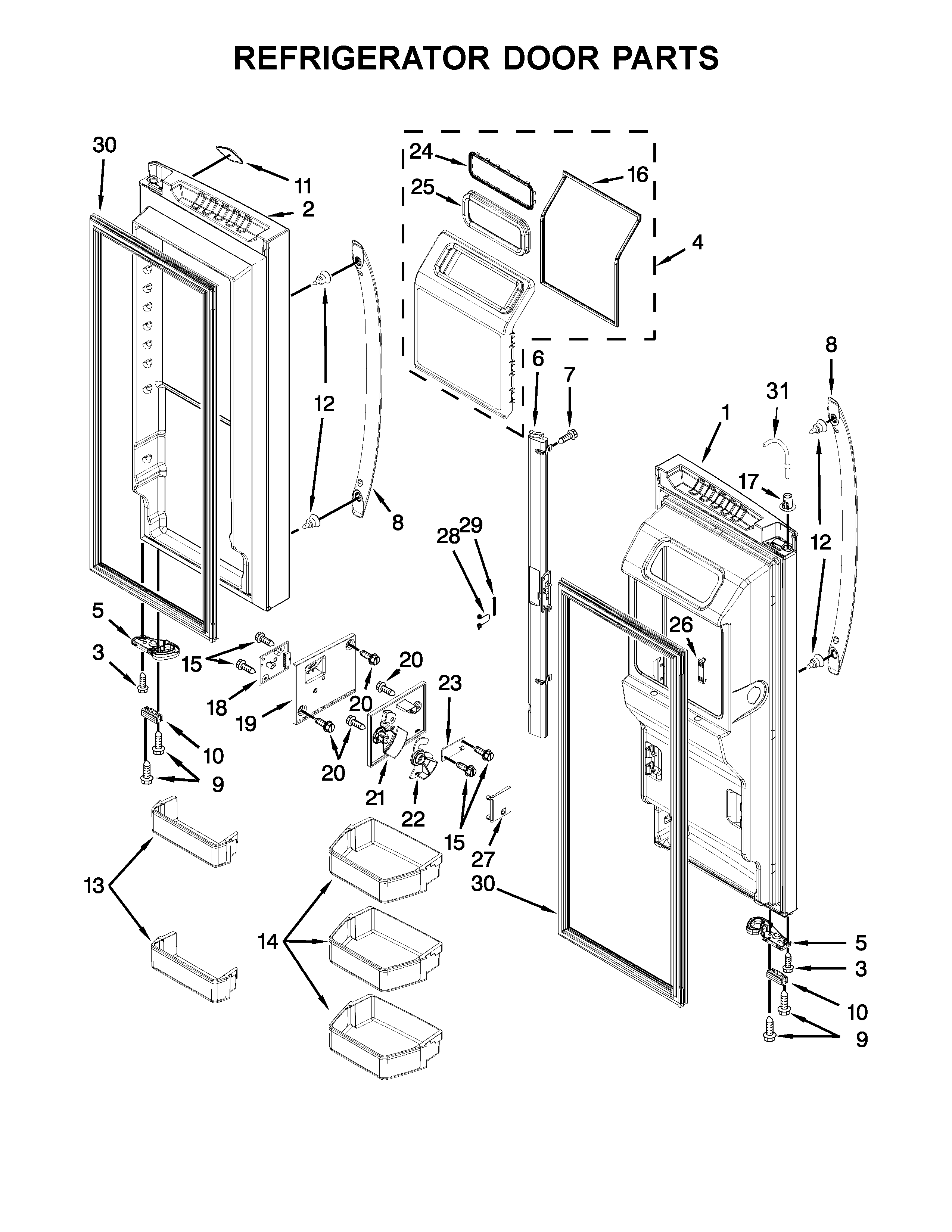 Whirlpool WRF989SDAM00 refrigerator door parts diagram