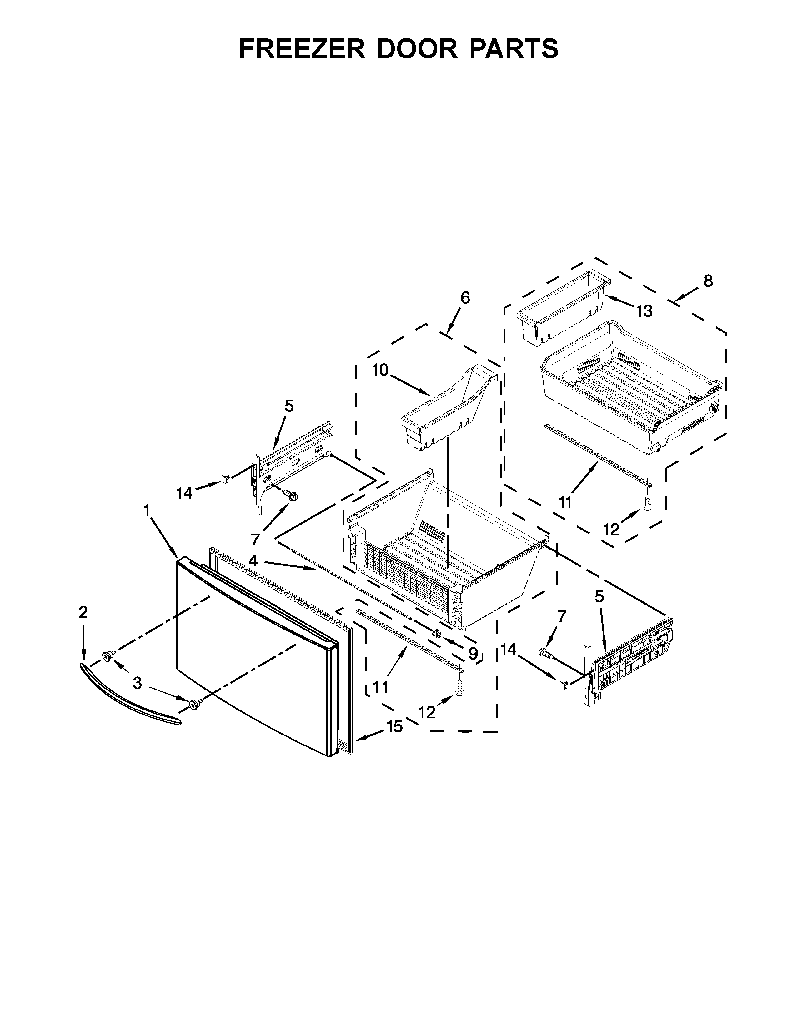 Whirlpool WRF989SDAM00 freezer door parts diagram
