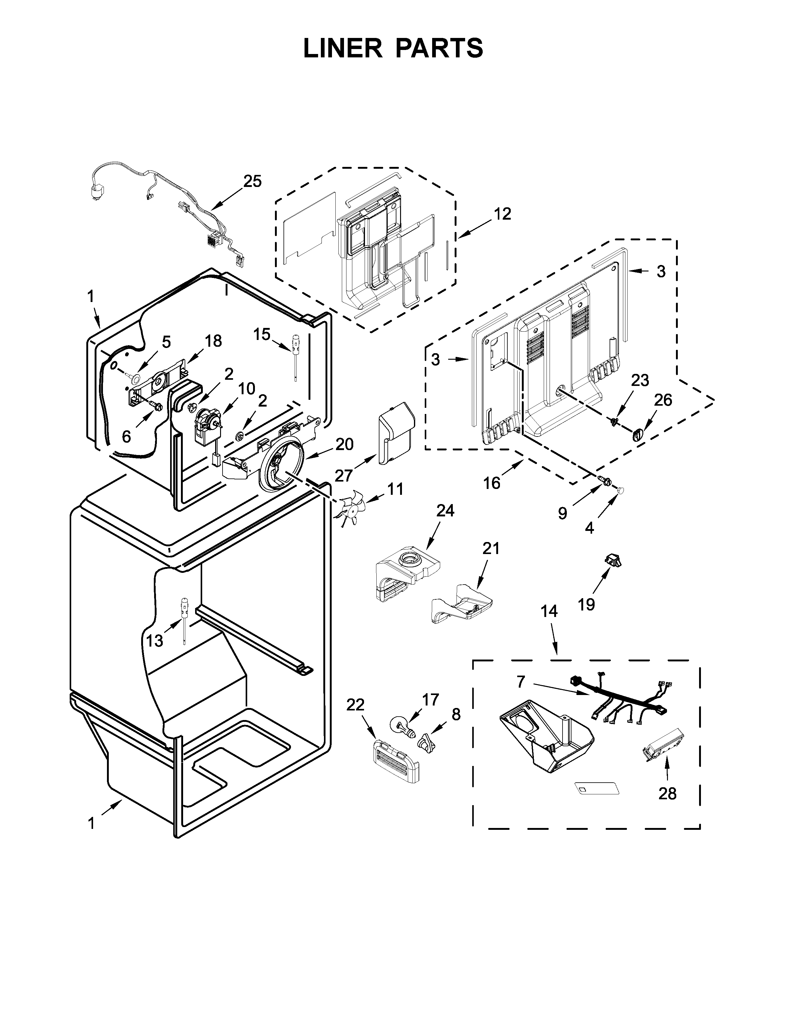Whirlpool WRT318FZDM02 liner parts diagram