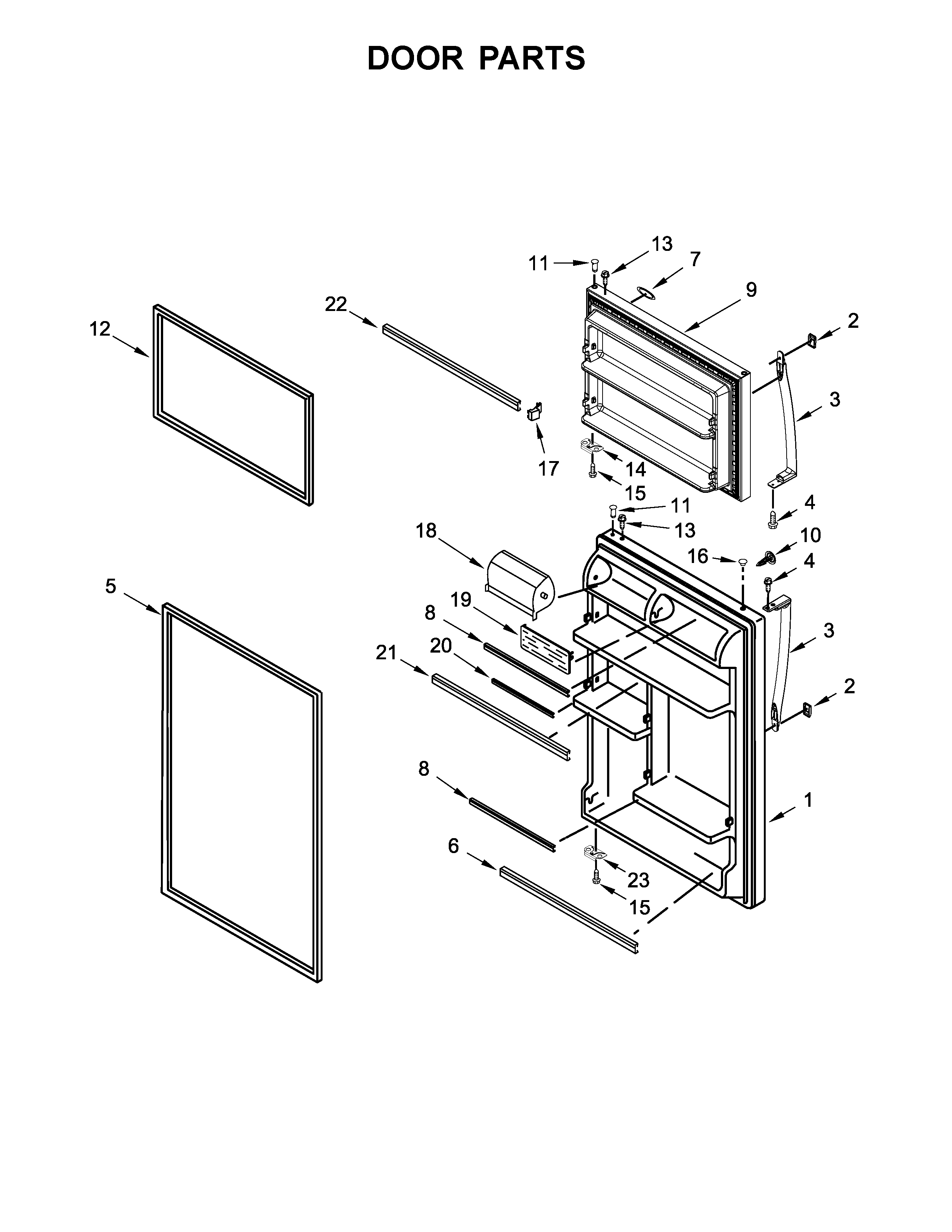 Whirlpool WRT318FZDM02 door parts diagram